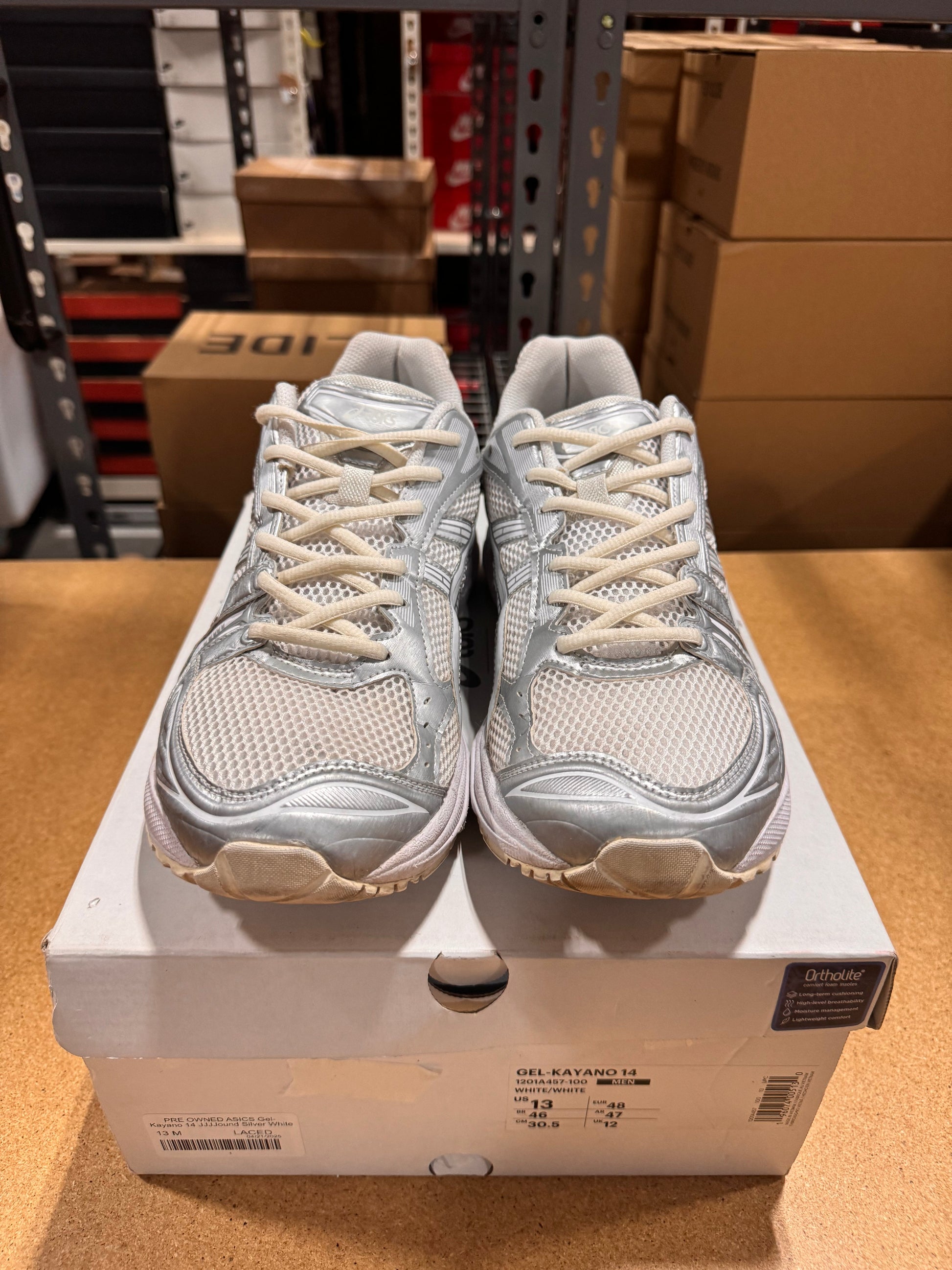 PRE OWNED ASICS Gel-Kayano 14 JJJJound Silver White