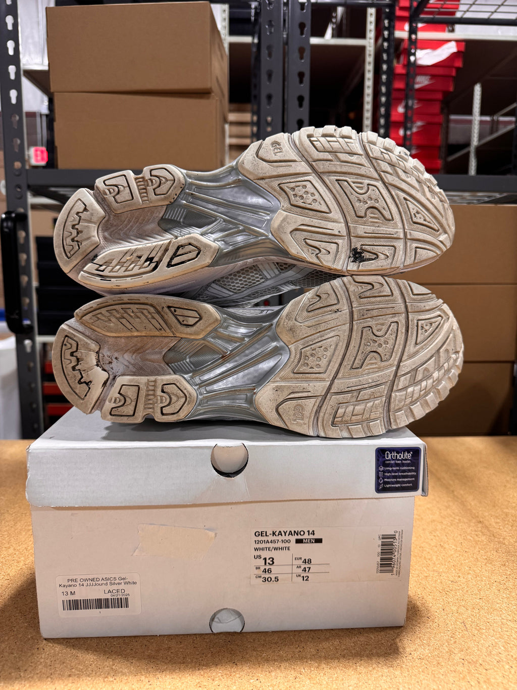 PRE OWNED ASICS Gel-Kayano 14 JJJJound Silver White