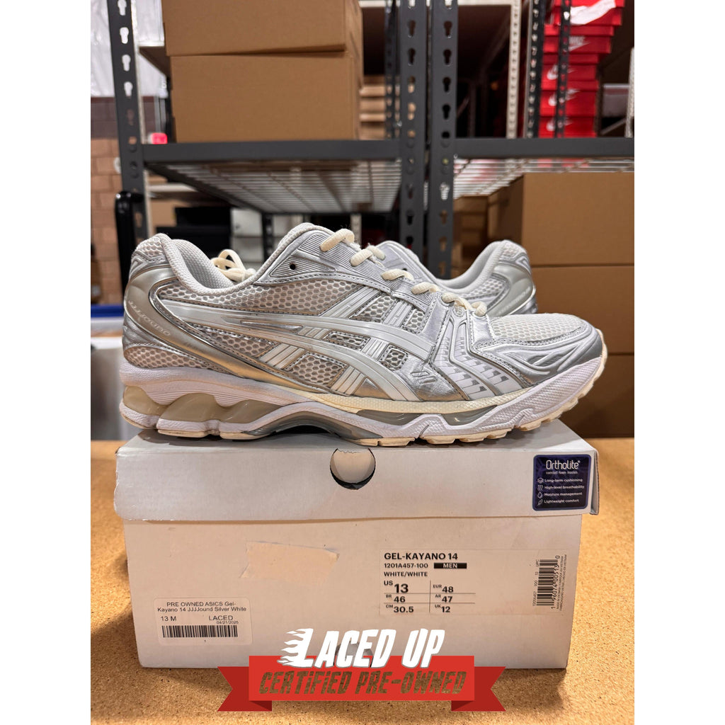 PRE OWNED ASICS Gel-Kayano 14 JJJJound Silver White