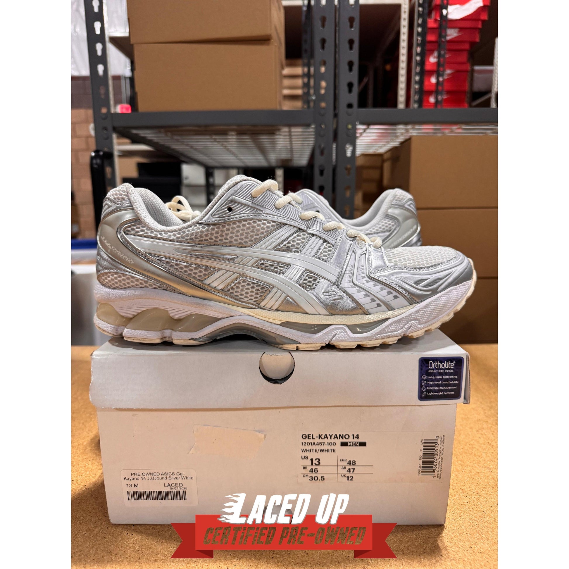 PRE OWNED ASICS Gel-Kayano 14 JJJJound Silver White
