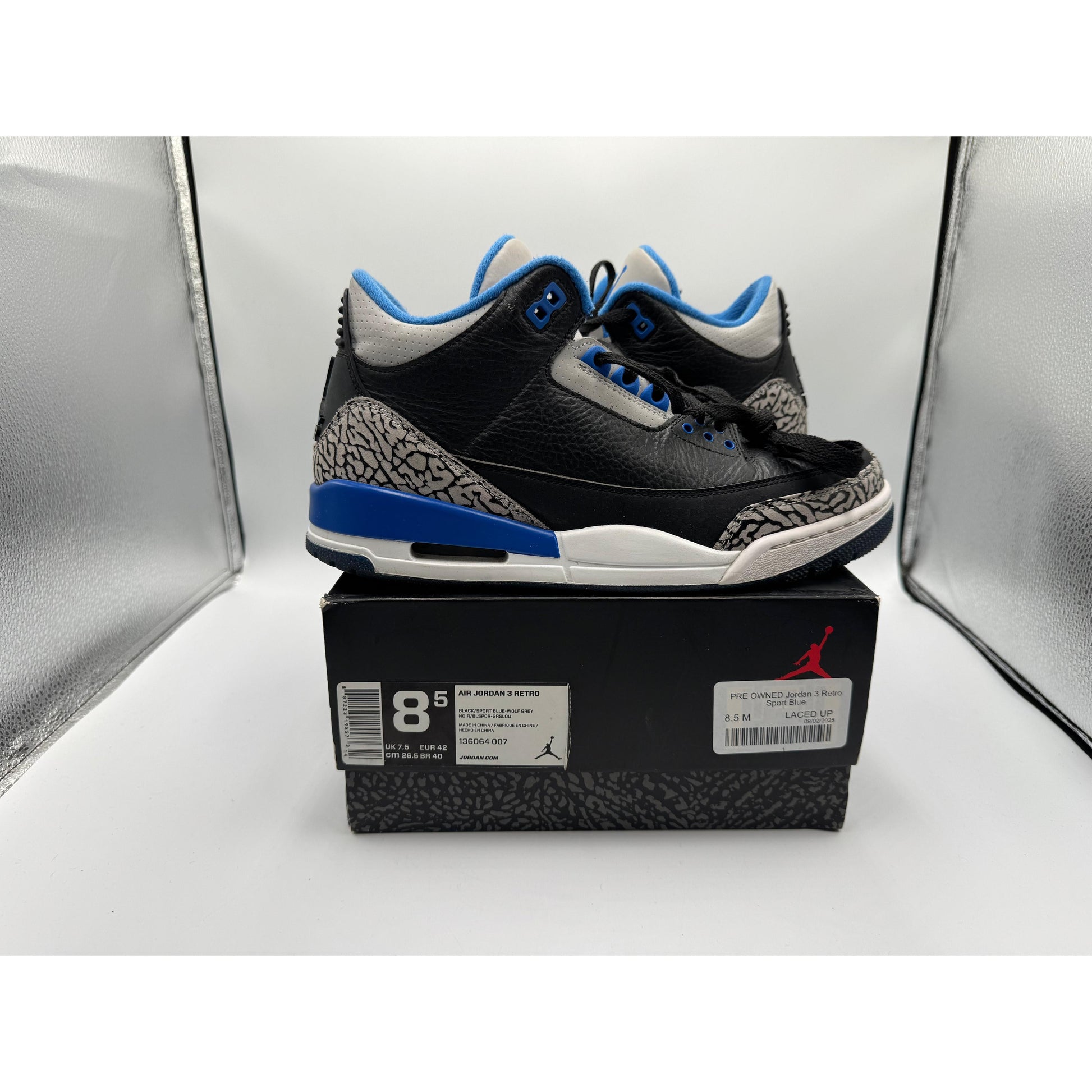 PRE OWNED Jordan 3 Retro Sport Blue