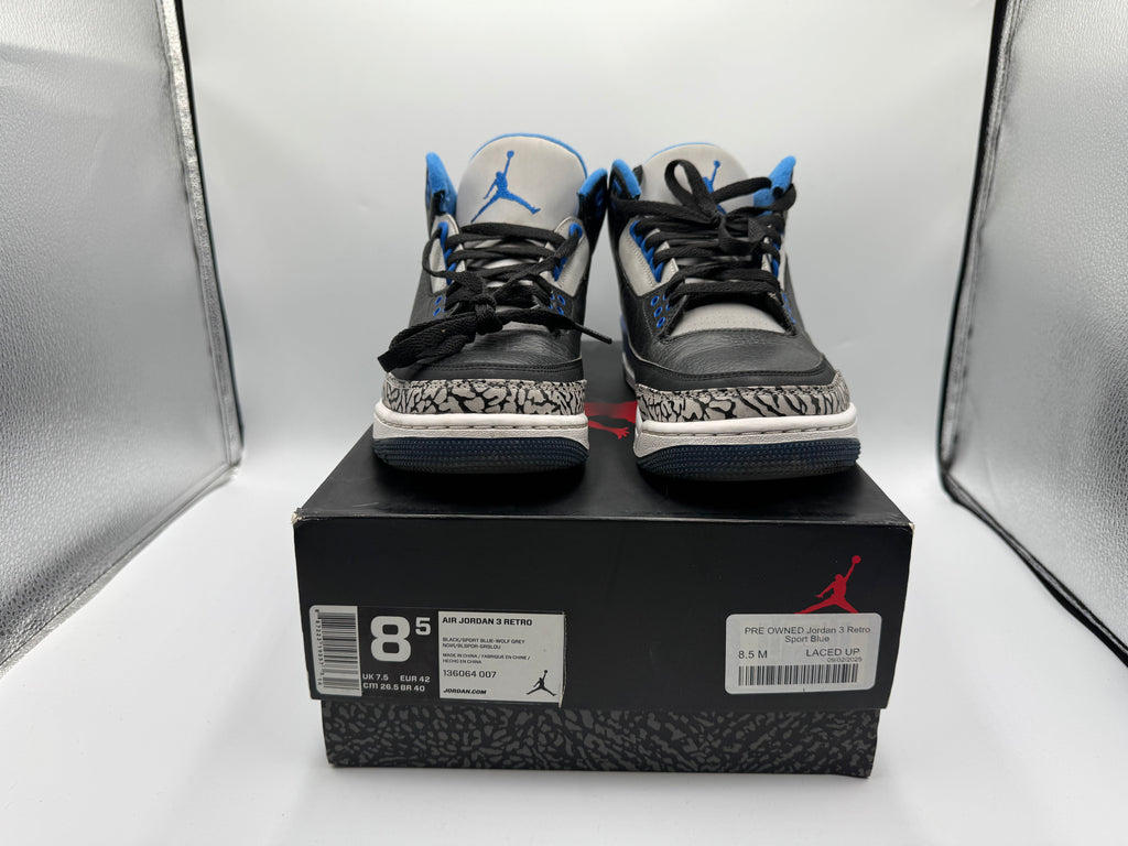 PRE OWNED Jordan 3 Retro Sport Blue