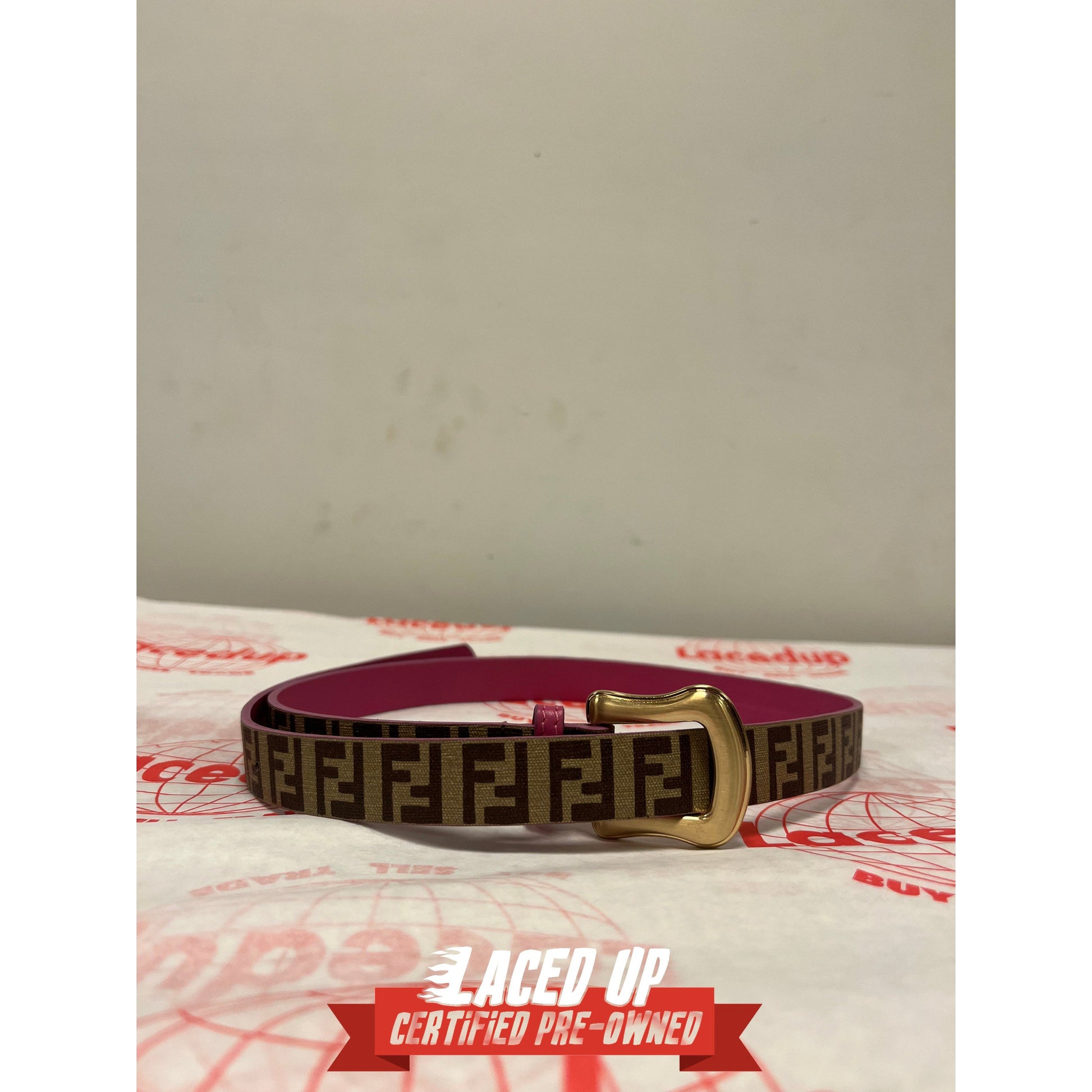 PRE OWNED Fendi Skinny Pink Belt