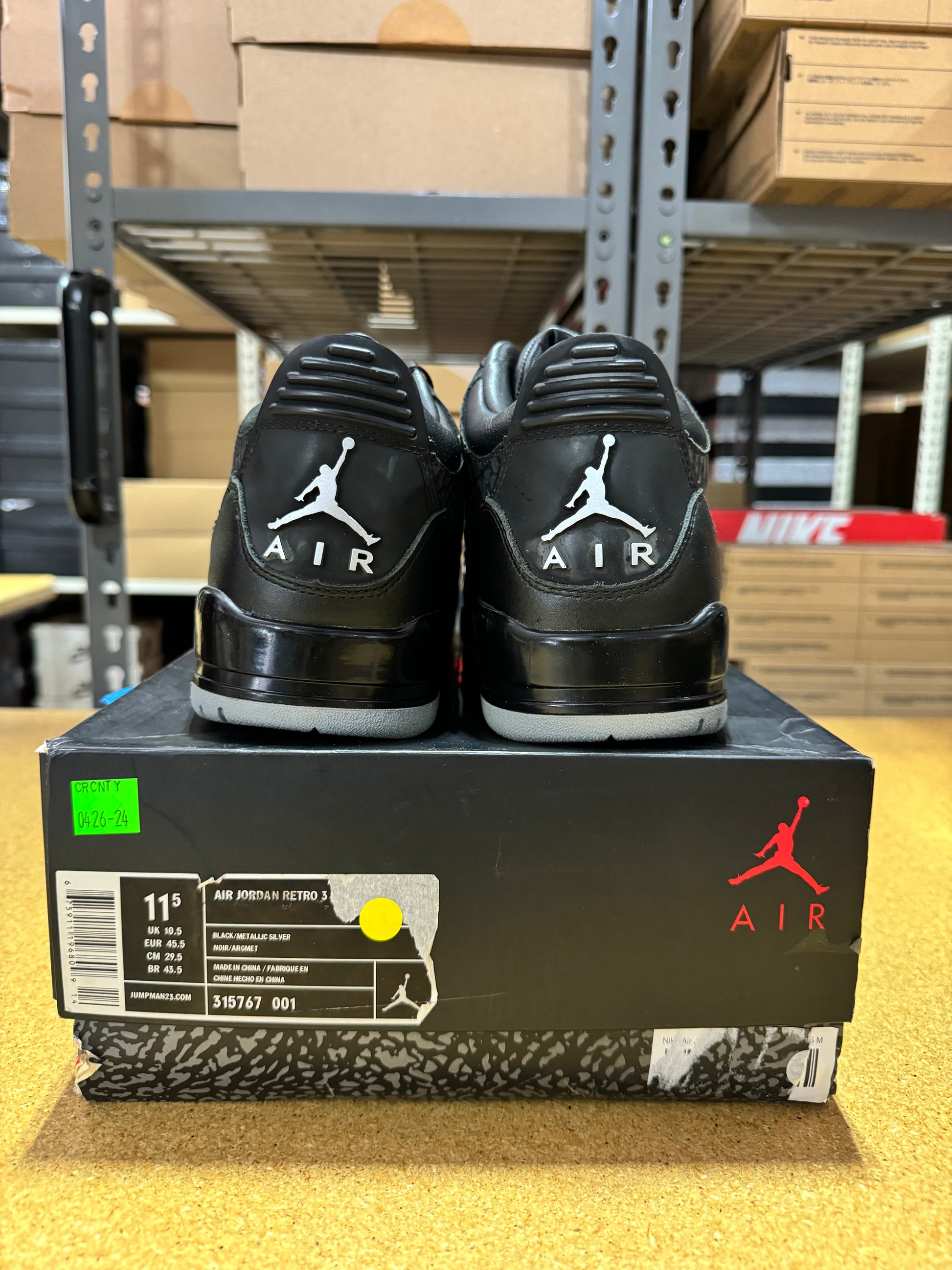 DEADSTOCK *Conditional* Air Jordan Retro 3 "Black Flip"