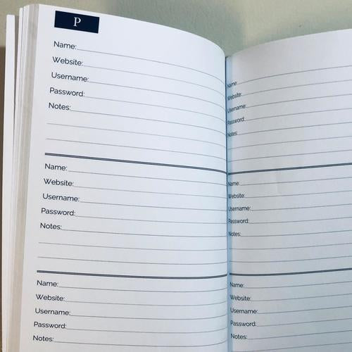Account Credential Username Website Organizer Book Alphabetical Index 6x9"