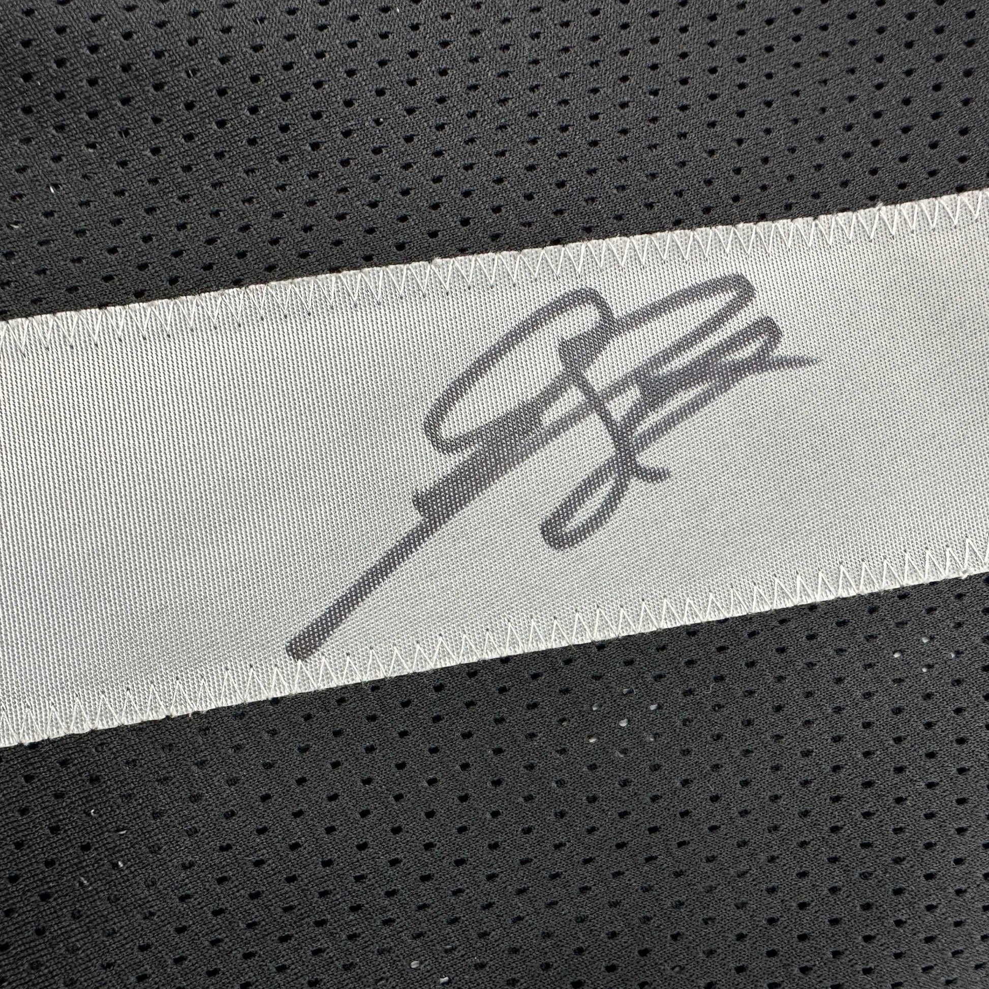 Autographed/Signed Geno Smith Oakland Black Football Jersey Beckett BAS COA