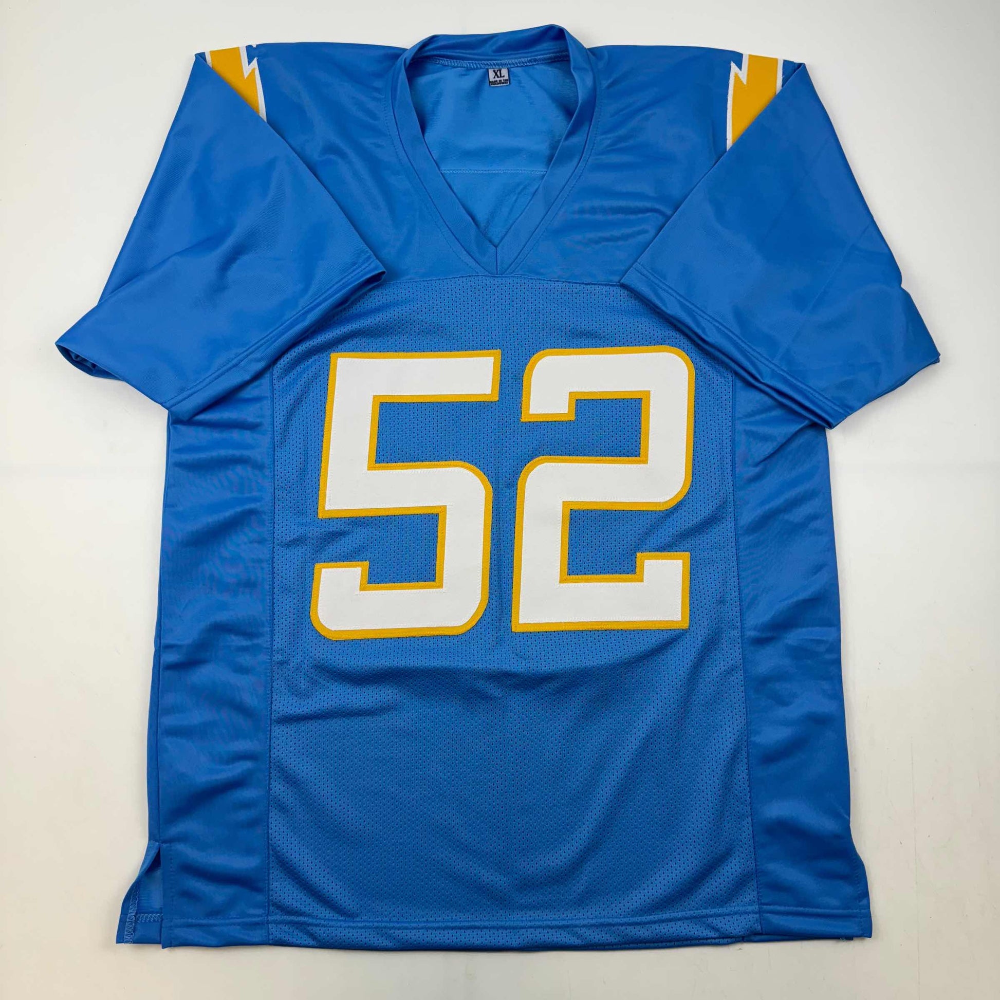 Autographed/Signed Khalil Mack Los Angeles LA Light Blue Football Jersey Beckett BAS COA