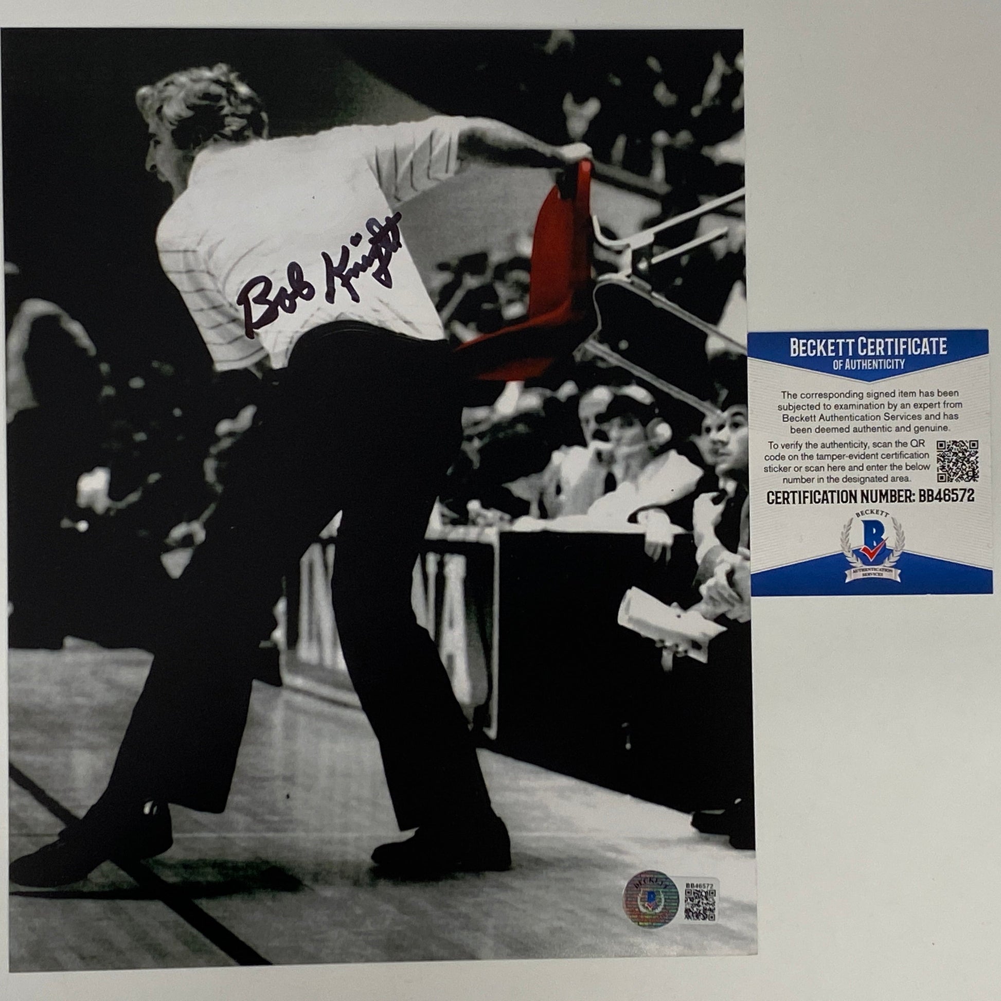 Autographed/Signed Bobby Bob Knight Chair Throw Indiana Hoosiers 8x10 College Basketball Photo Beckett BAS COA
