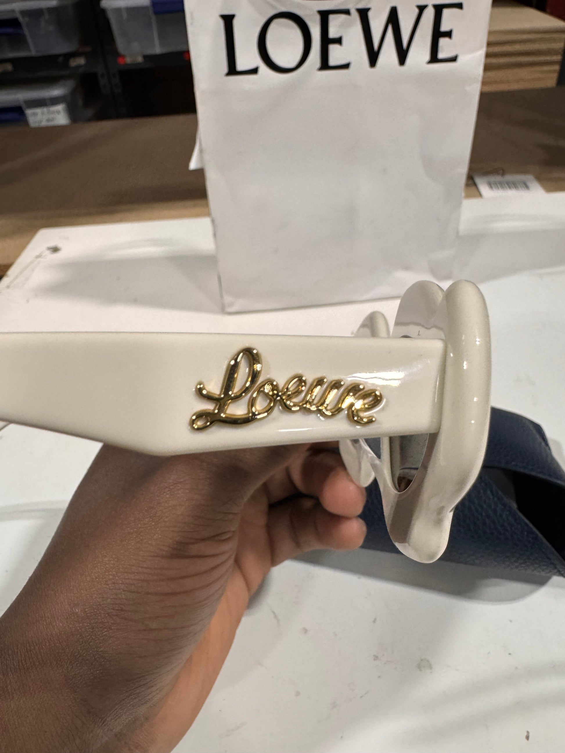 PRE OWNED LOEWE x Paula's Ibiza 52mm Geometric Sunglasses in White /Brown