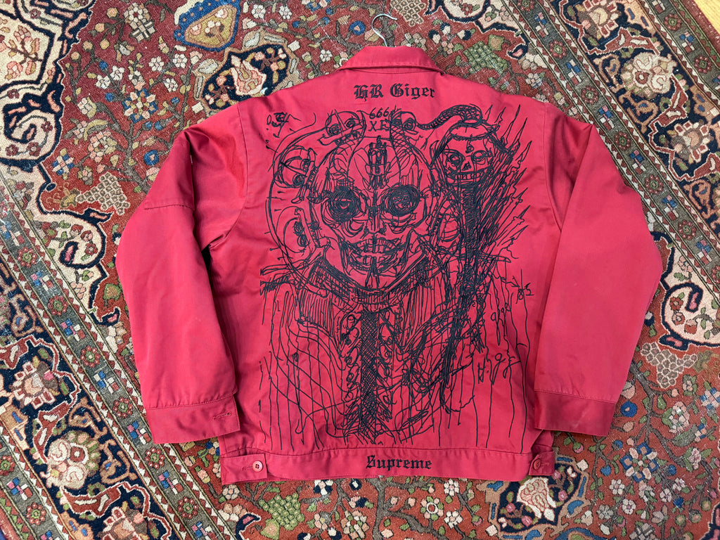 PRE OWNED Supreme H.R. Giger Embroidered Work Jacket Red