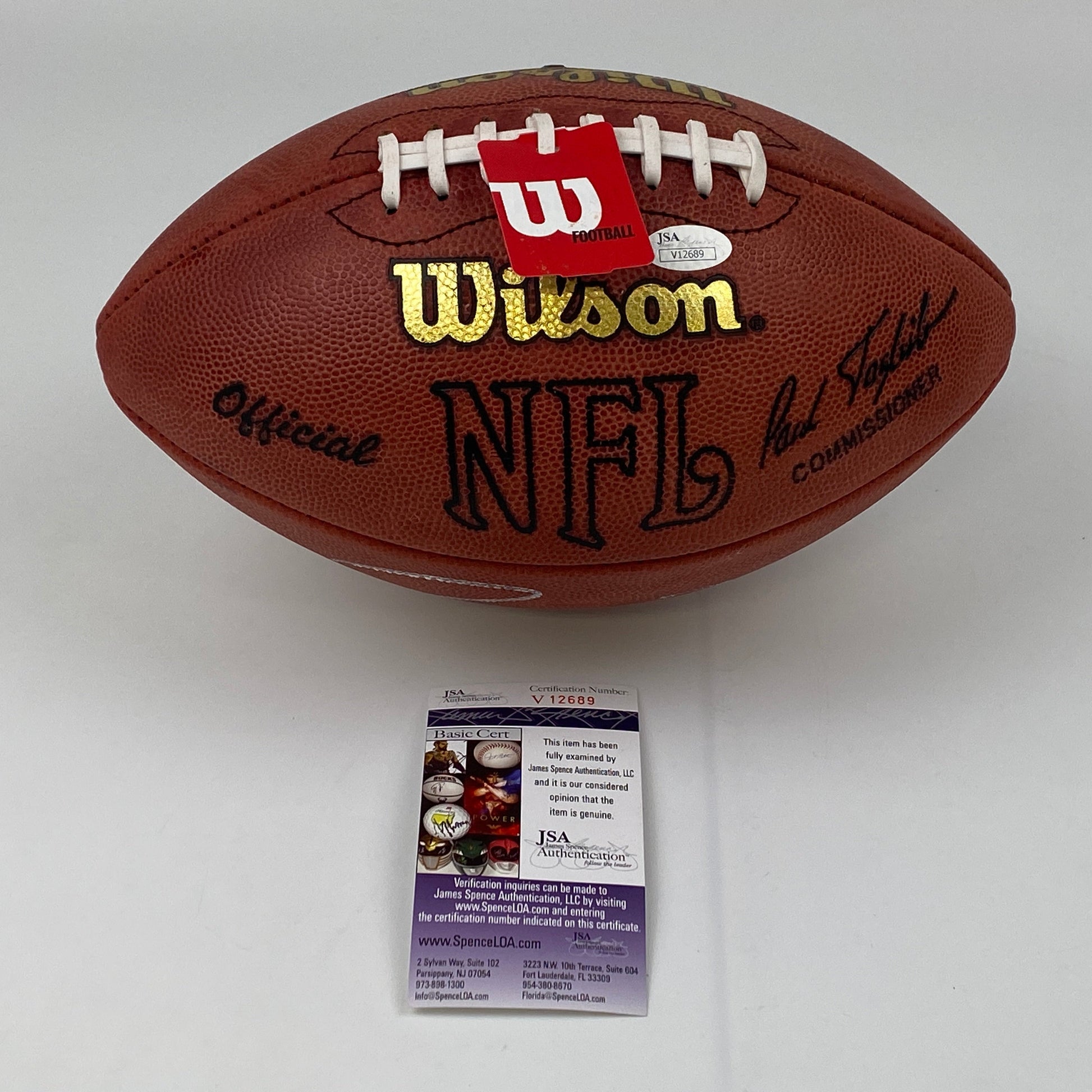 Autographed/Signed Ray Lewis Baltimore Ravens Authentic The Duke Full Size Football JSA COA