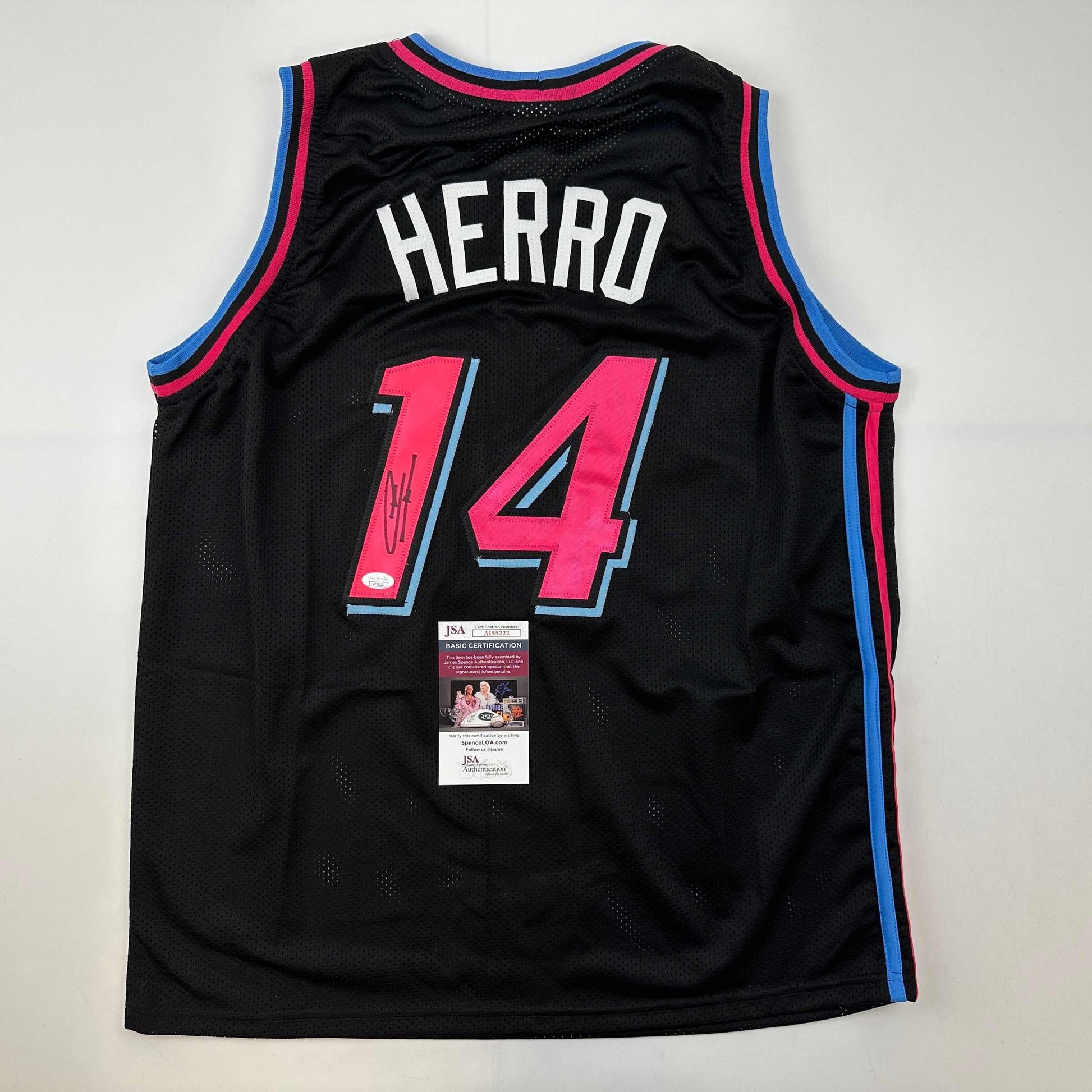 Autographed/Signed Tyler Herro Miami Black Vice City Basketball Jersey JSA COA