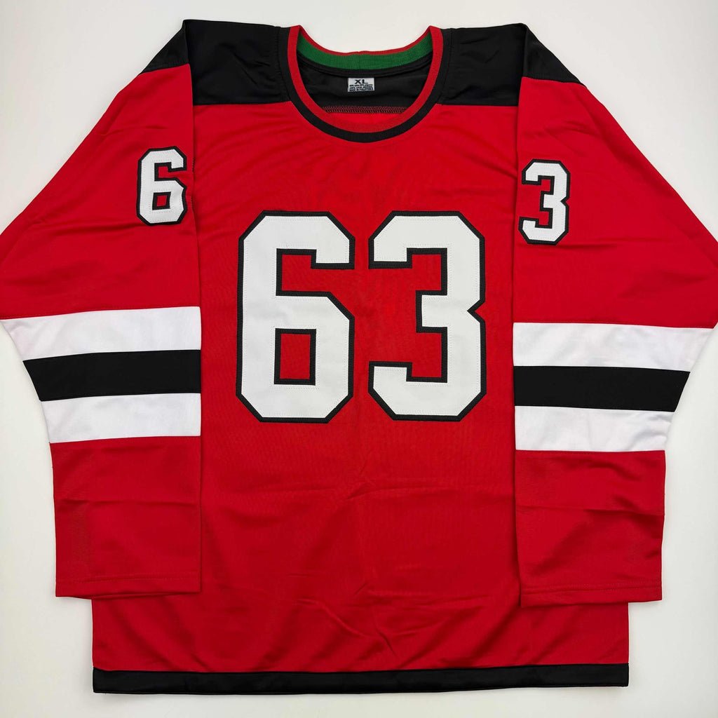 Autographed/Signed Jesper Bratt New Jersey Red Hockey Jersey Beckett BAS COA