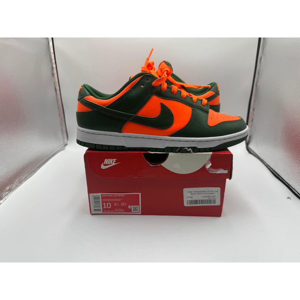PRE OWNED Nike Dunk Low Retro Miami Hurricanes