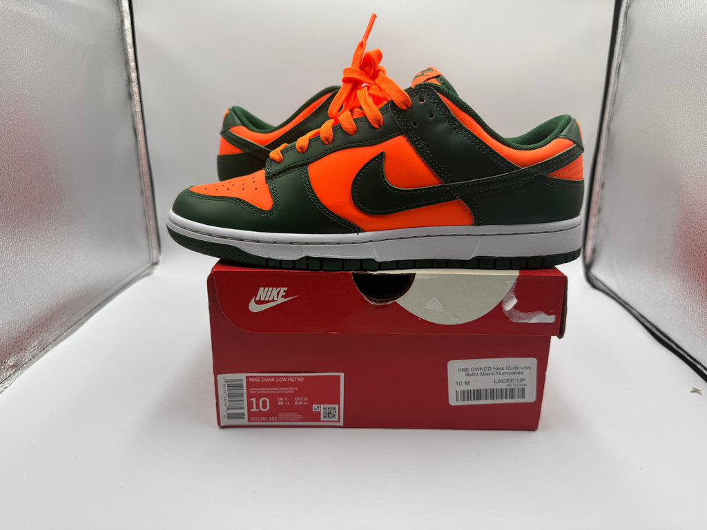 PRE OWNED Nike Dunk Low Retro Miami Hurricanes