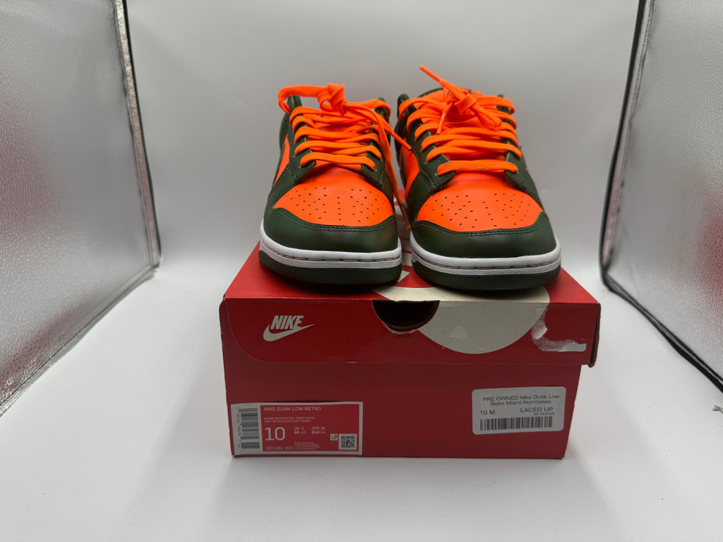 PRE OWNED Nike Dunk Low Retro Miami Hurricanes