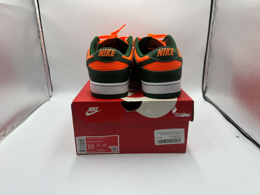 PRE OWNED Nike Dunk Low Retro Miami Hurricanes