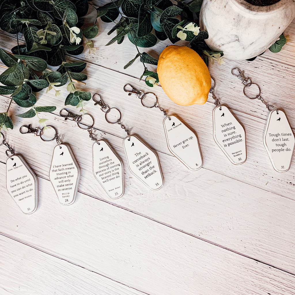 Wooden Inspirational Key Chains Reversible Heavy Duty Motivational Quotes Keyring Set 10 Plus Styles