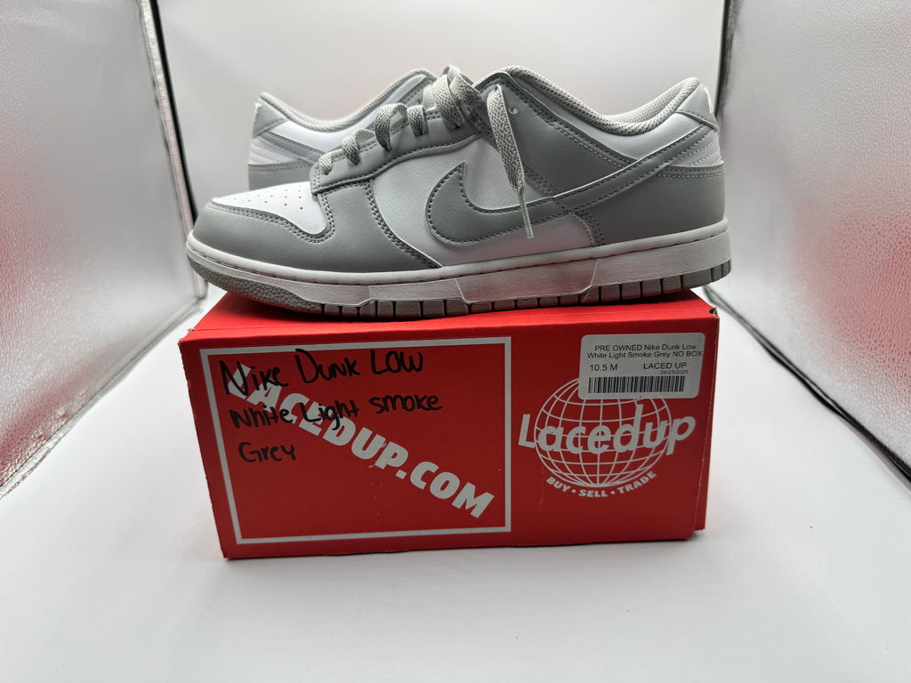 PRE OWNED Nike Dunk Low White Light Smoke Grey NO BOX