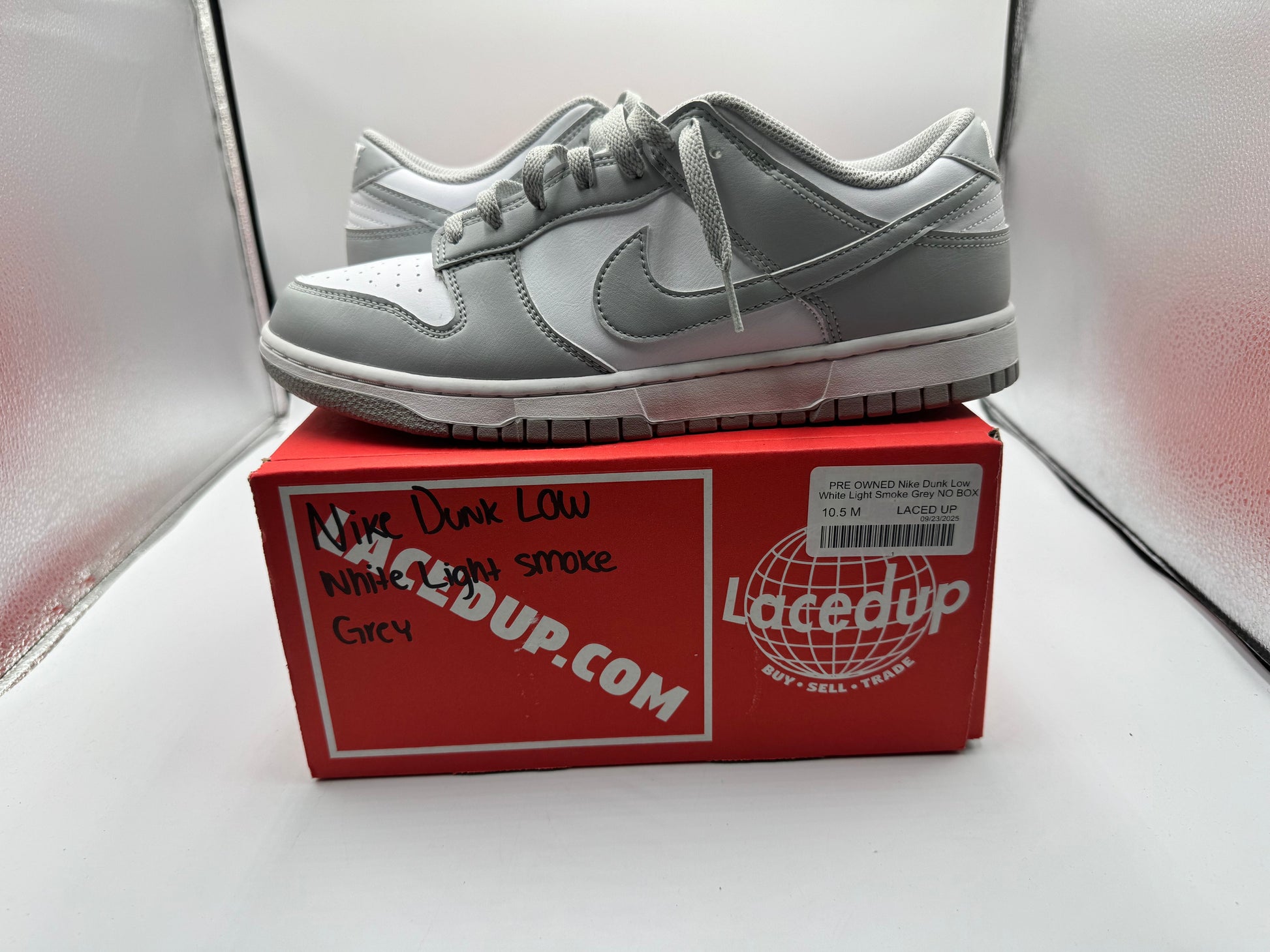 PRE OWNED Nike Dunk Low White Light Smoke Grey NO BOX