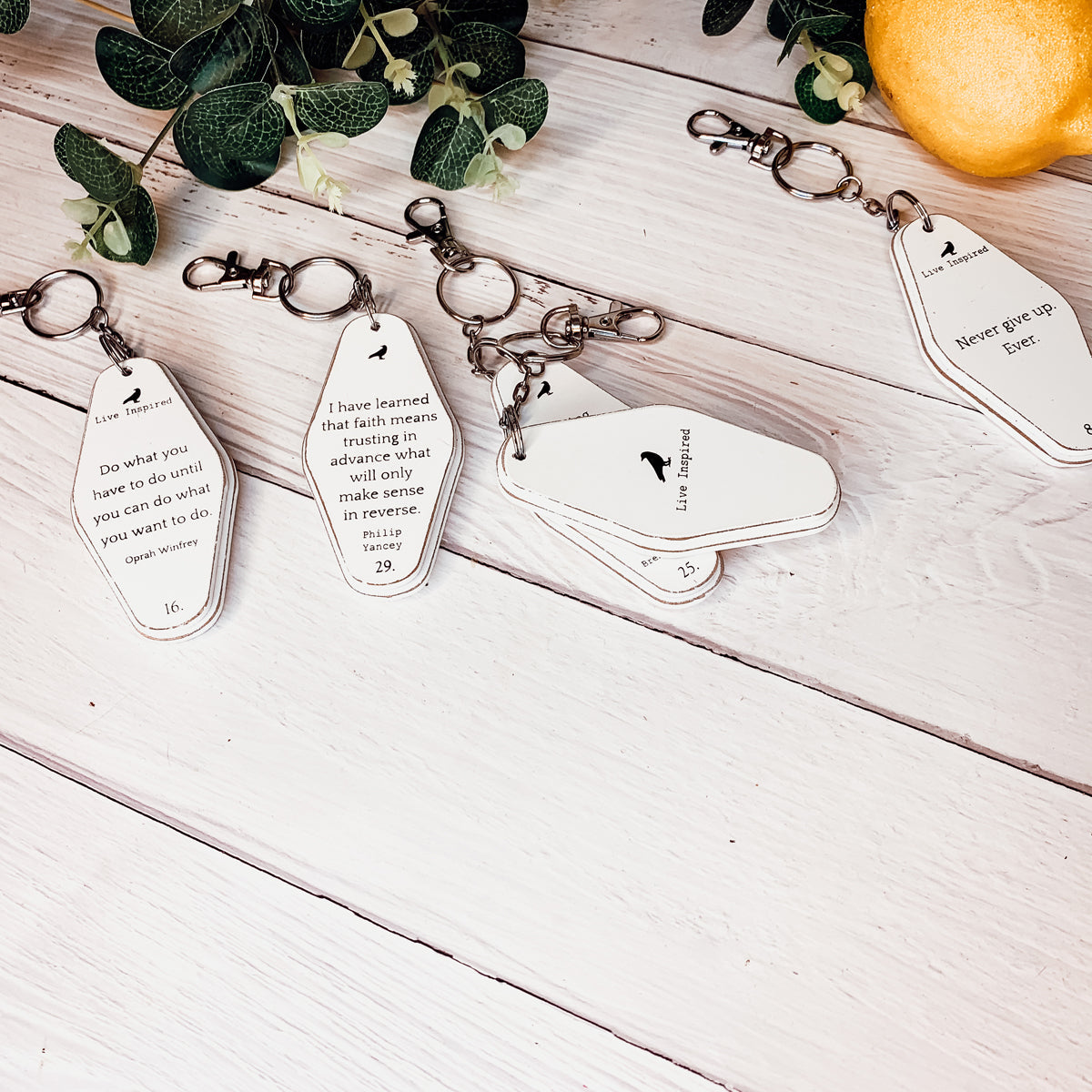 Wooden Inspirational Key Chains Reversible Heavy Duty Motivational Quotes Keyring Set 10 Plus Styles