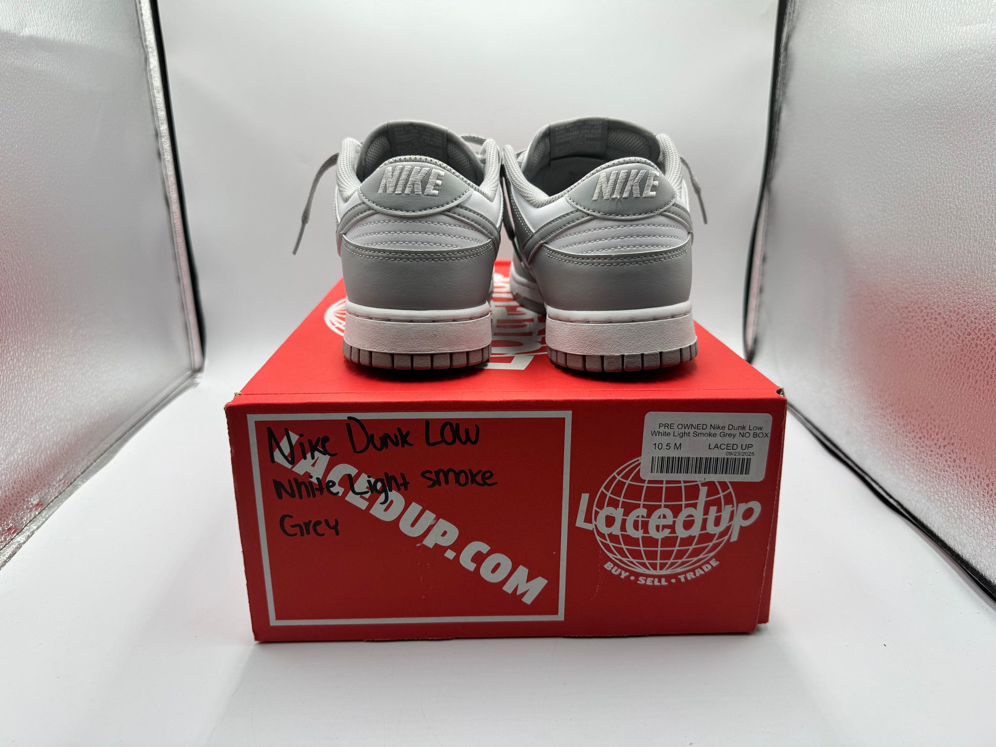 PRE OWNED Nike Dunk Low White Light Smoke Grey NO BOX