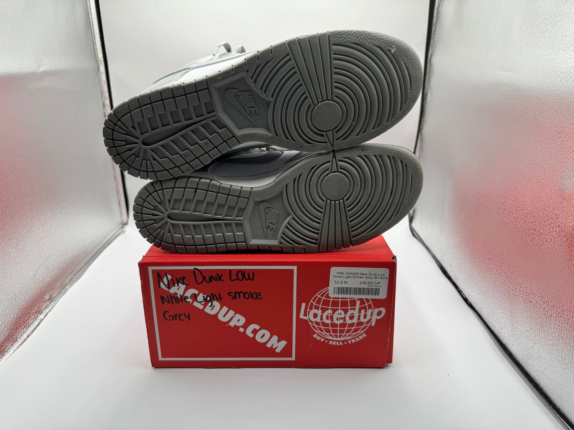 PRE OWNED Nike Dunk Low White Light Smoke Grey NO BOX