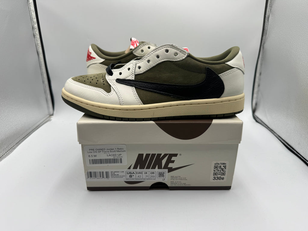 PRE OWNED Jordan 1 Retro Low OG SP Travis Scott Medium Olive