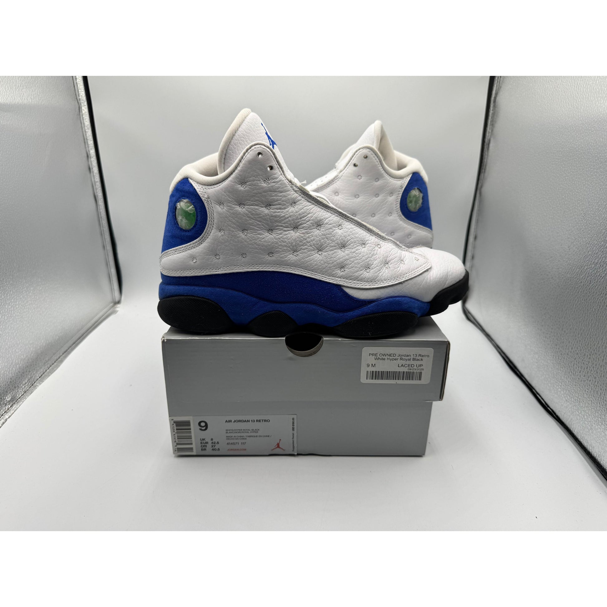 PRE OWNED Jordan 13 Retro White Hyper Royal Black