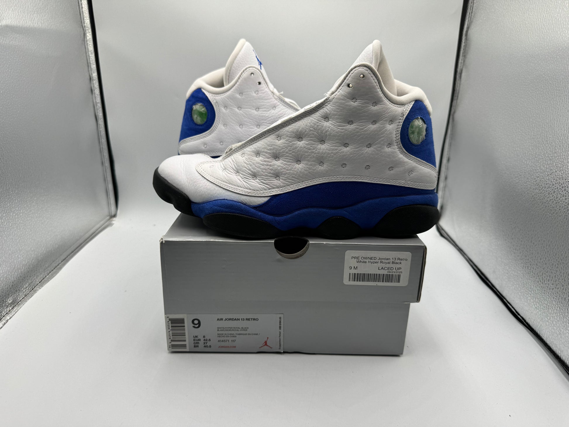 PRE OWNED Jordan 13 Retro White Hyper Royal Black