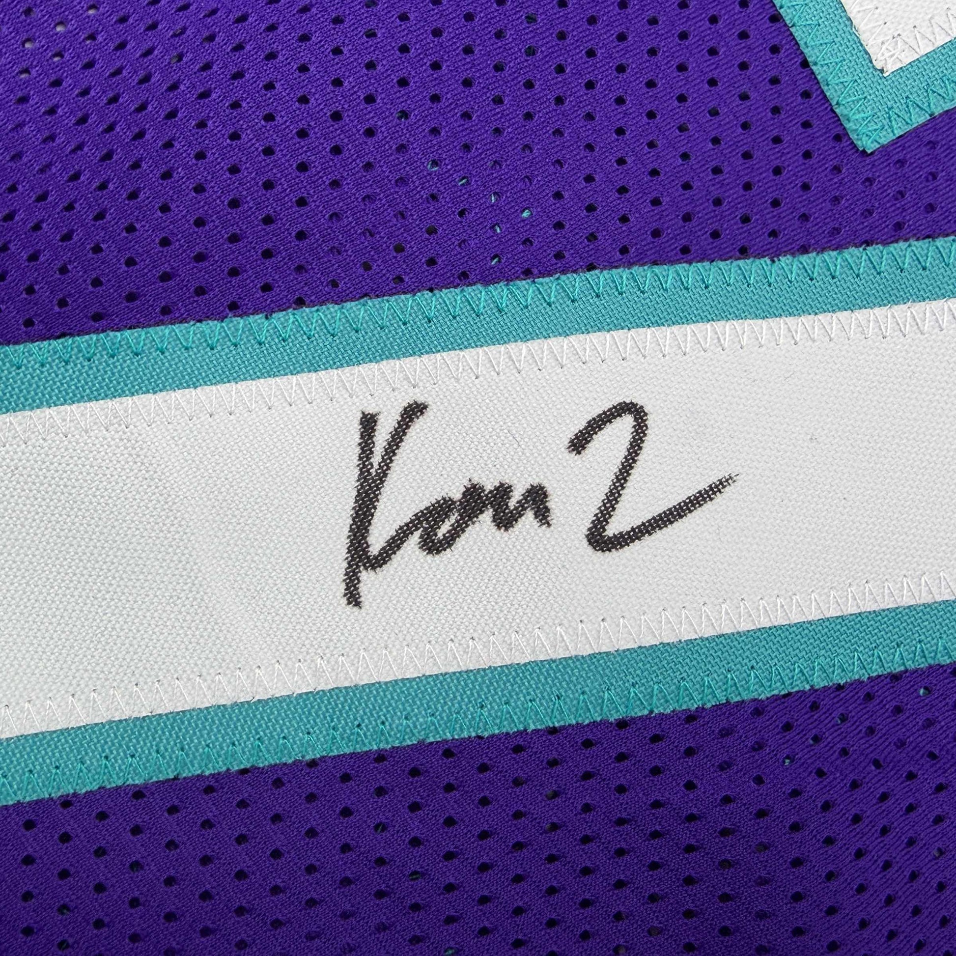 Autographed/Signed Kon Knueppel Charlotte Purple Basketball Jersey JSA COA