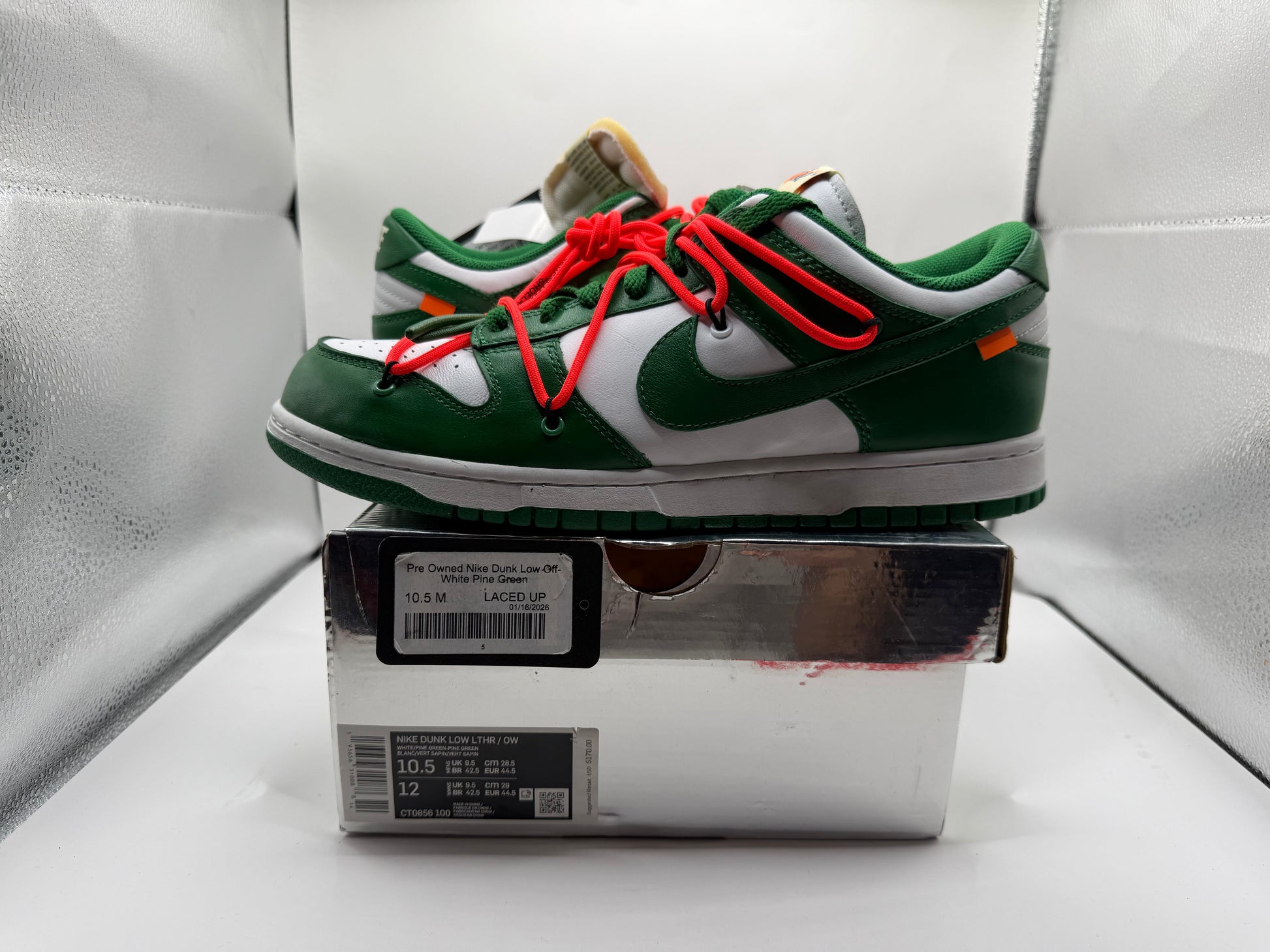 Pre Owned Nike Dunk Low Off-White Pine Green