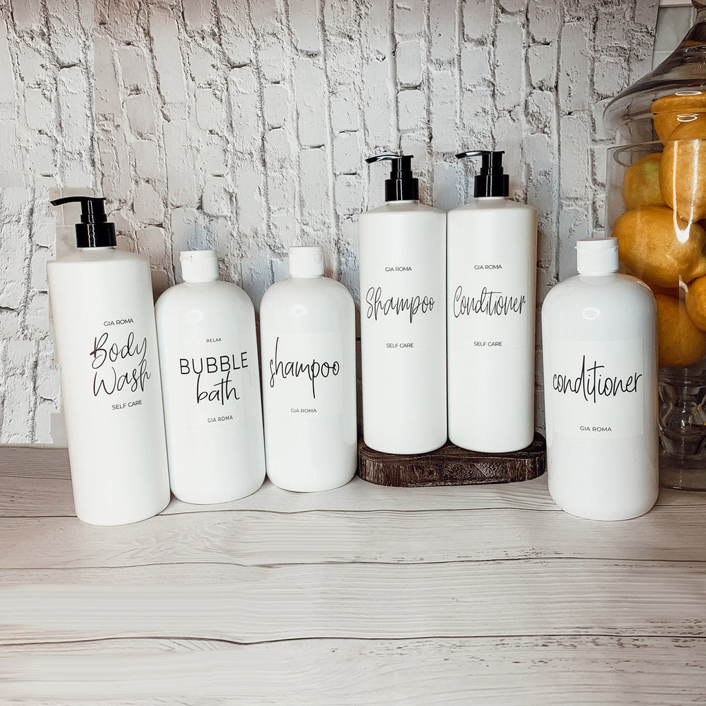 32oz White Plastic Refillable Dispenser Bottles - Reusable Soap Lotion Pump