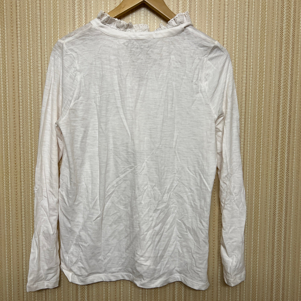 LOFT Women's Eyelet Ruffle Henley Top