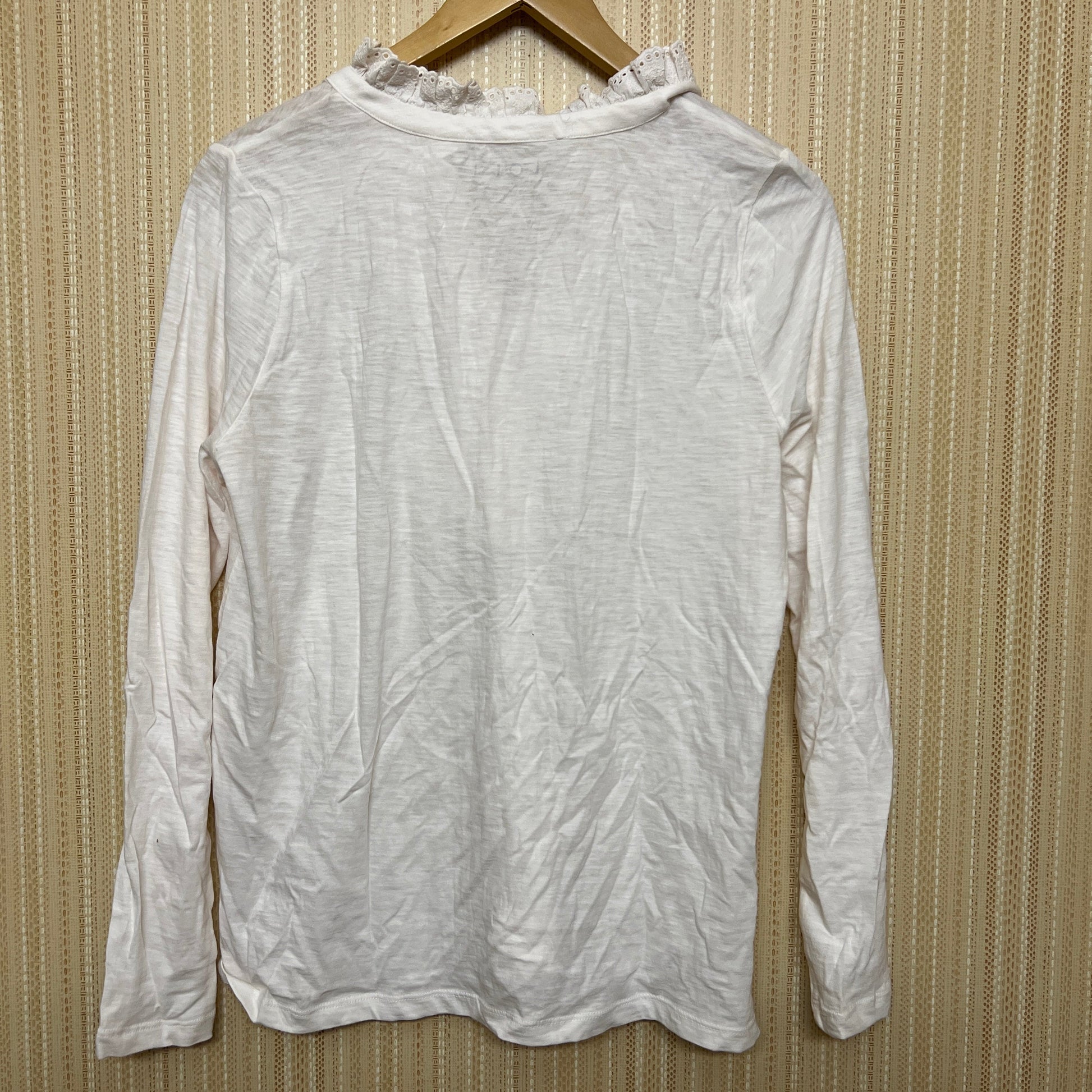 LOFT Women's Eyelet Ruffle Henley Top