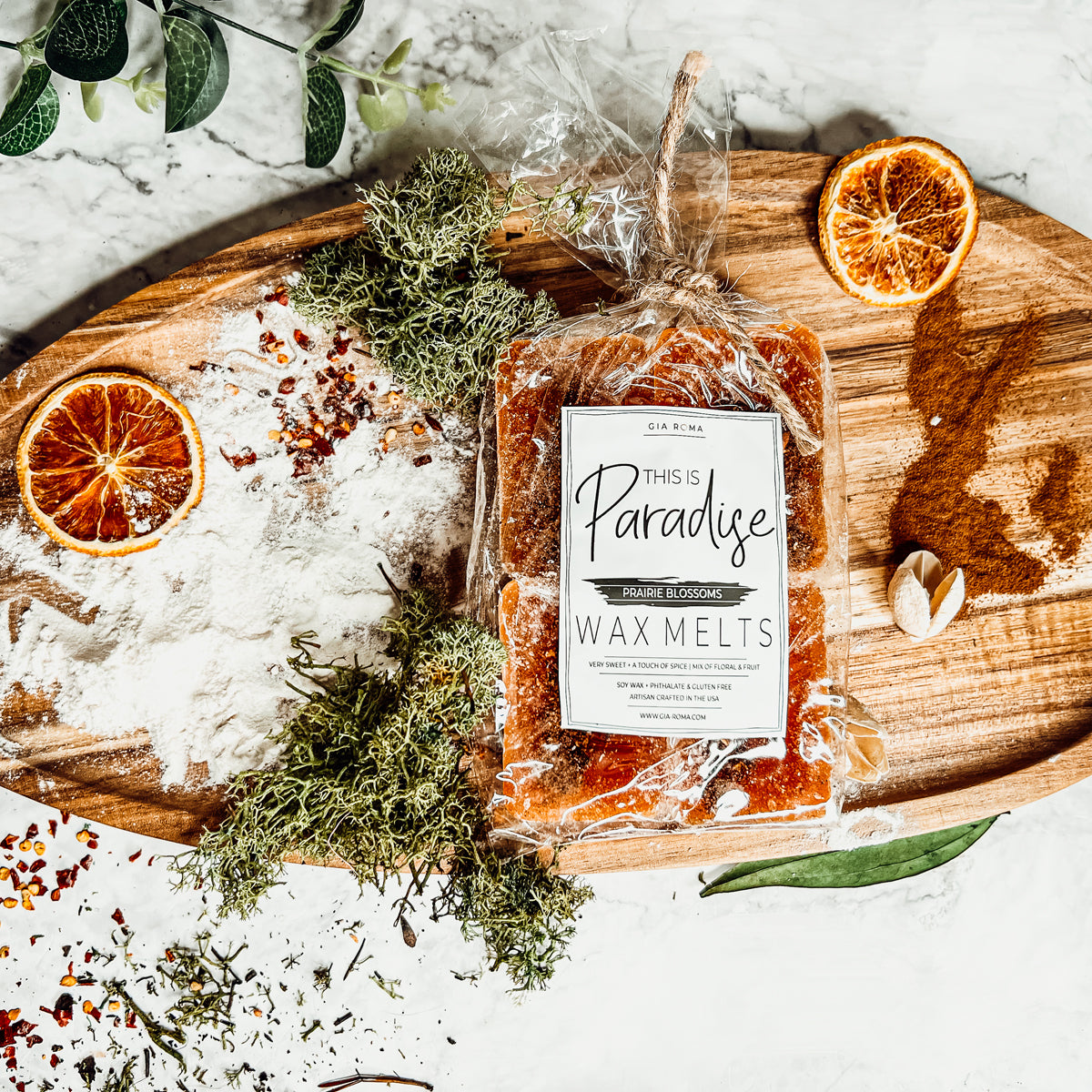 Natural XL Wax Melts - Orange Mandarin Citrus Spice Paradise Scent Floral Apple