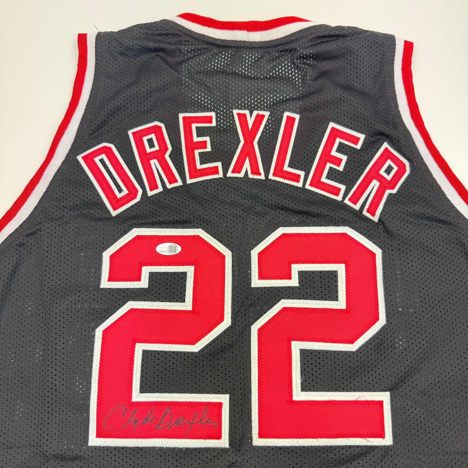 Autographed/Signed Clyde Drexler Portland Black Basketball Jersey JSA COA