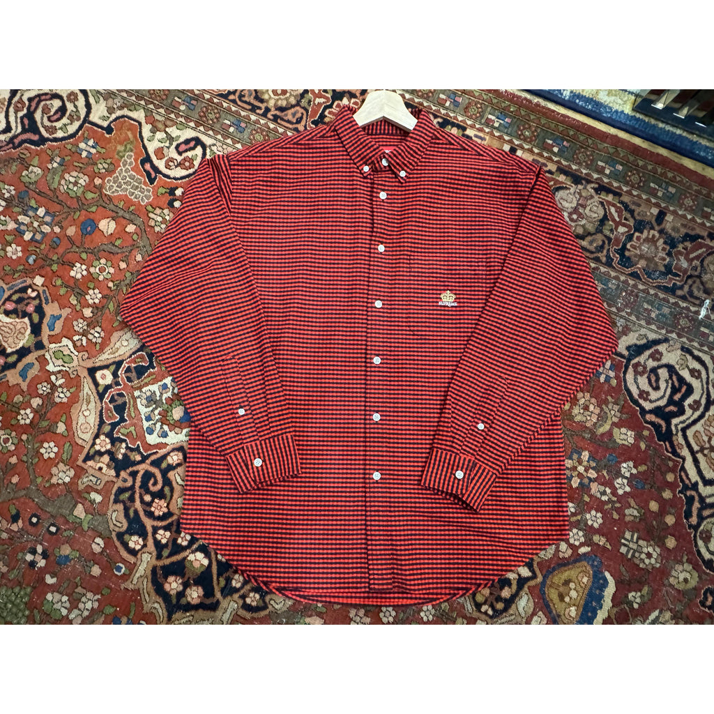 PRE OWNED Supreme Loose Fit Flannel Oxford Shirt 'Red Plaid'