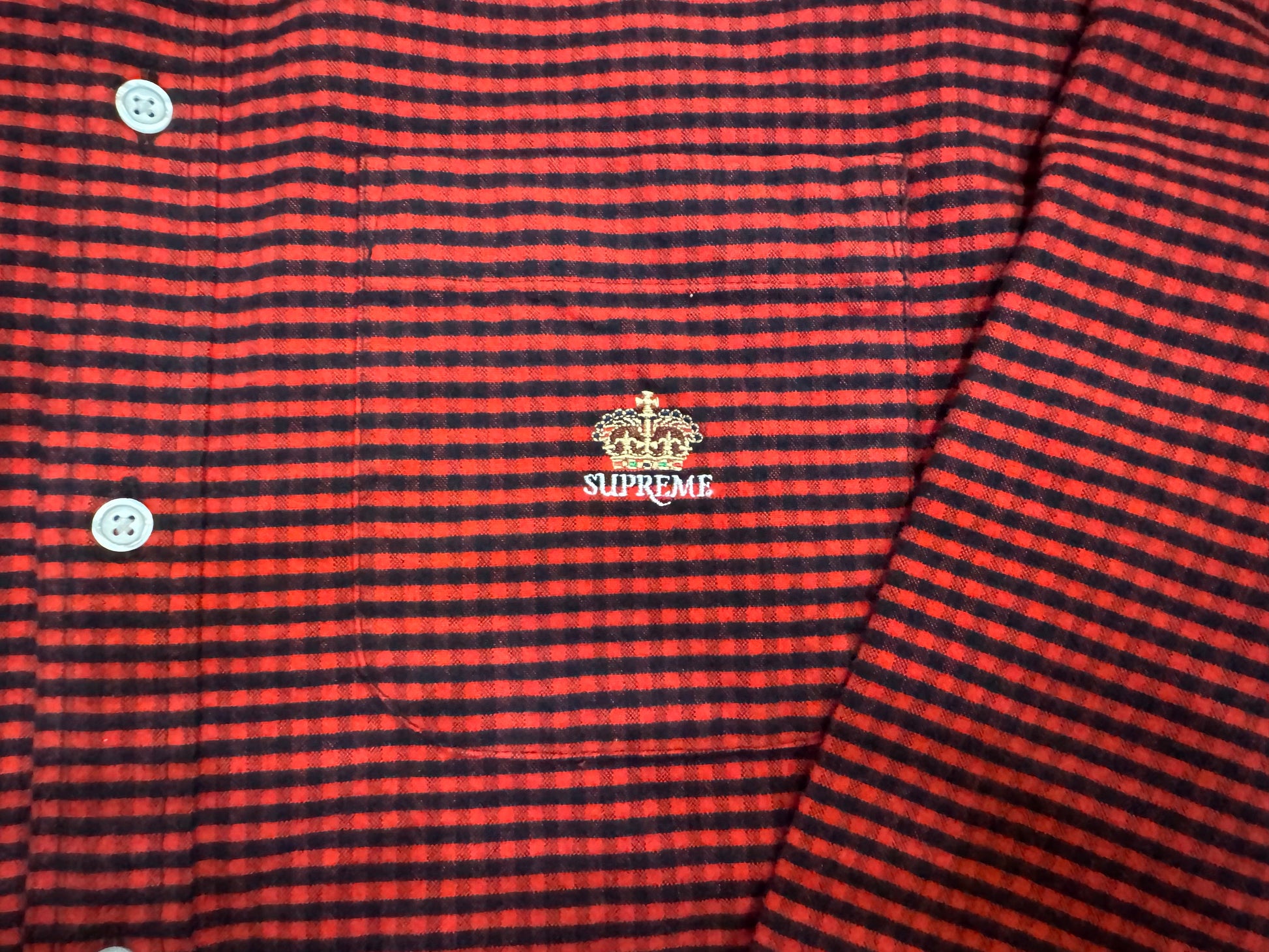PRE OWNED Supreme Loose Fit Flannel Oxford Shirt 'Red Plaid'