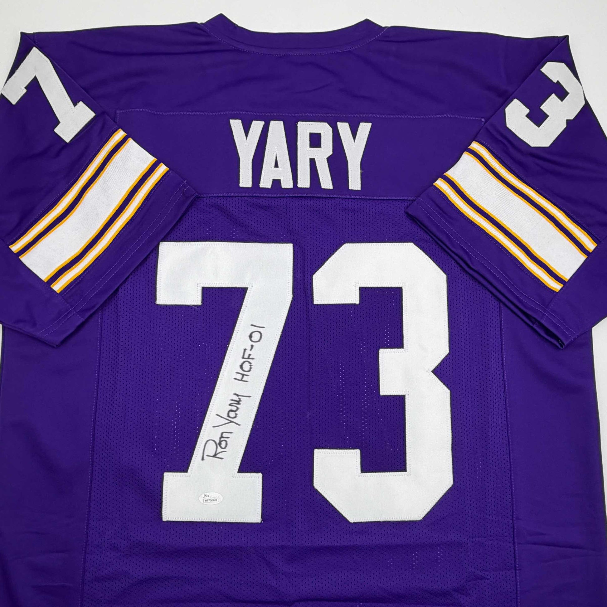 Autographed/Signed Ron Yary HOF 01  Minnesota Purple Football Jersey JSA COA