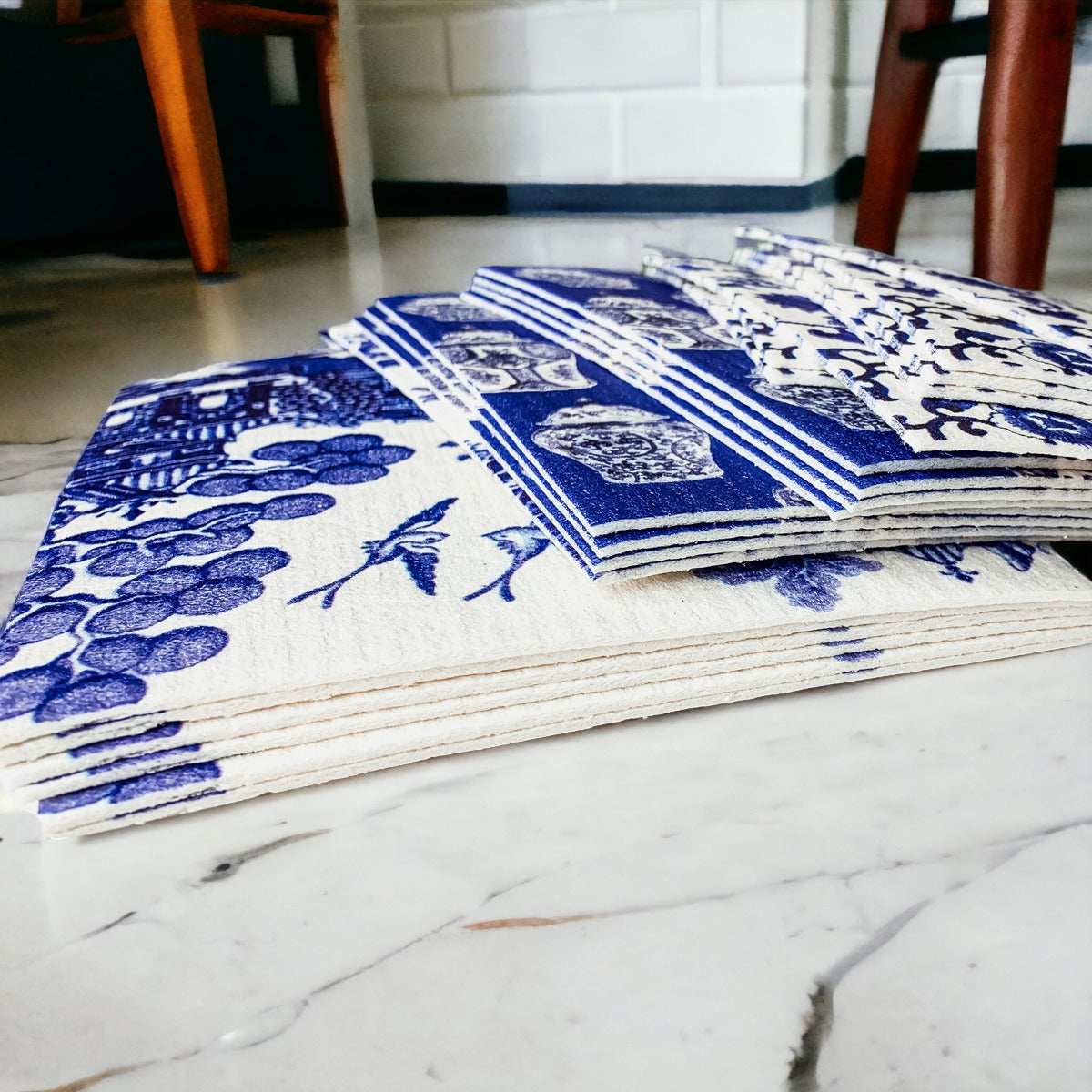 Chinoiserie Eco Kitchen Cloths - Biodegradable Cellulose Cotton, 3 Designs