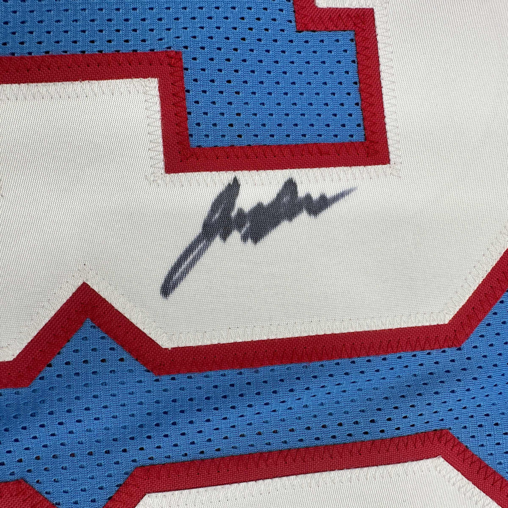 Framed Autographed/Signed L'Jarius Sneed 35x39 Tennessee Retro Blue Football Jersey JSA COA