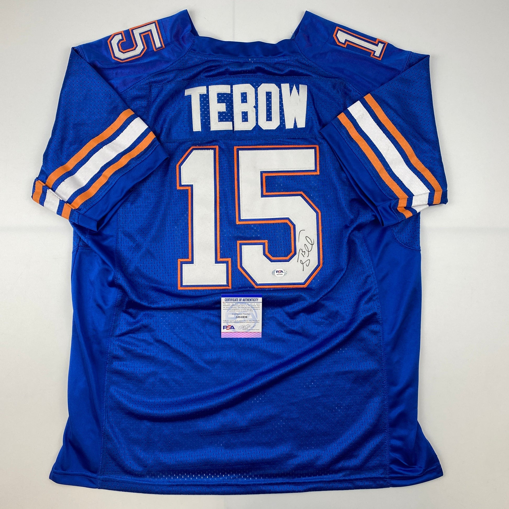 Autographed/Signed Tim Tebow Florida Blue College Football Jersey PSA/DNA COA