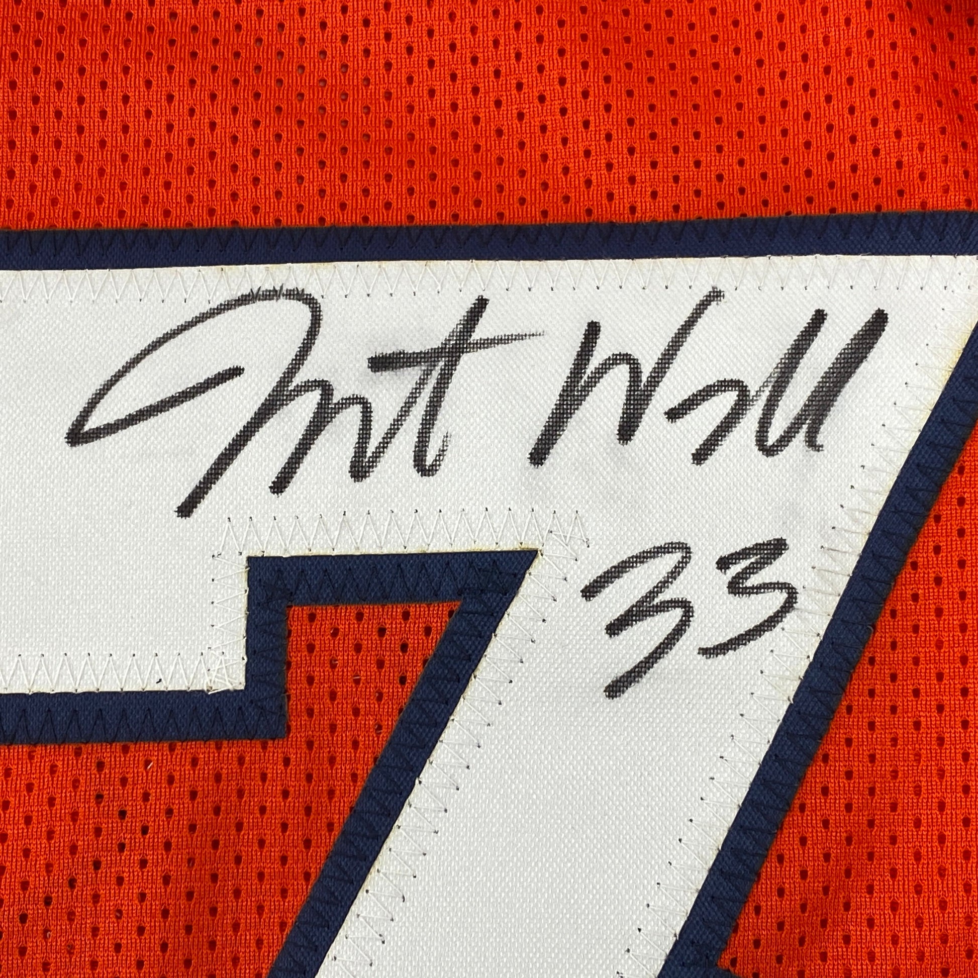 Autographed/Signed Javonte Williams Denver Orange Football Jersey Beckett BAS COA
