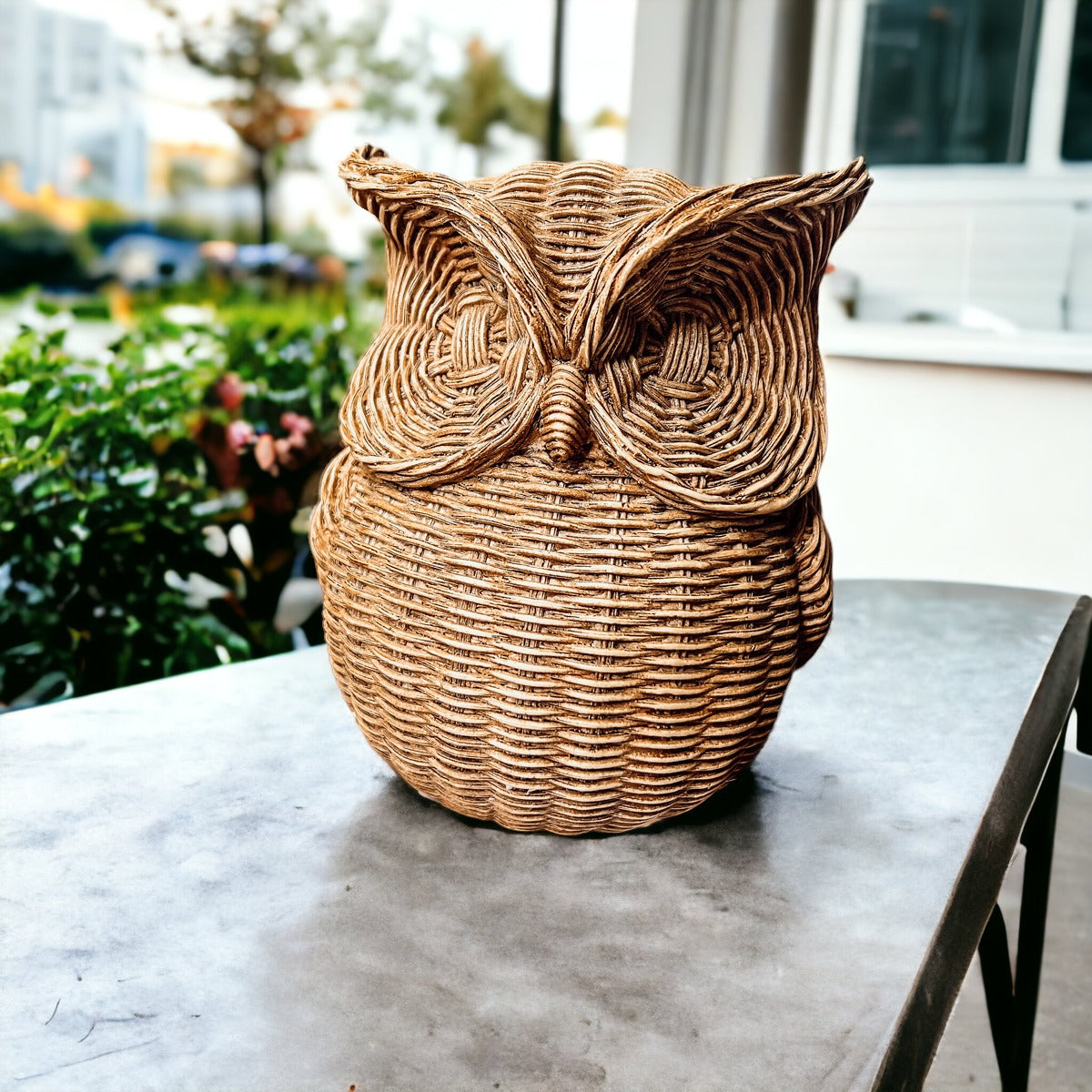 Basket Weave Owl Figurine Resin Rustic Owl Bookend Tabletop Accent Home Decor