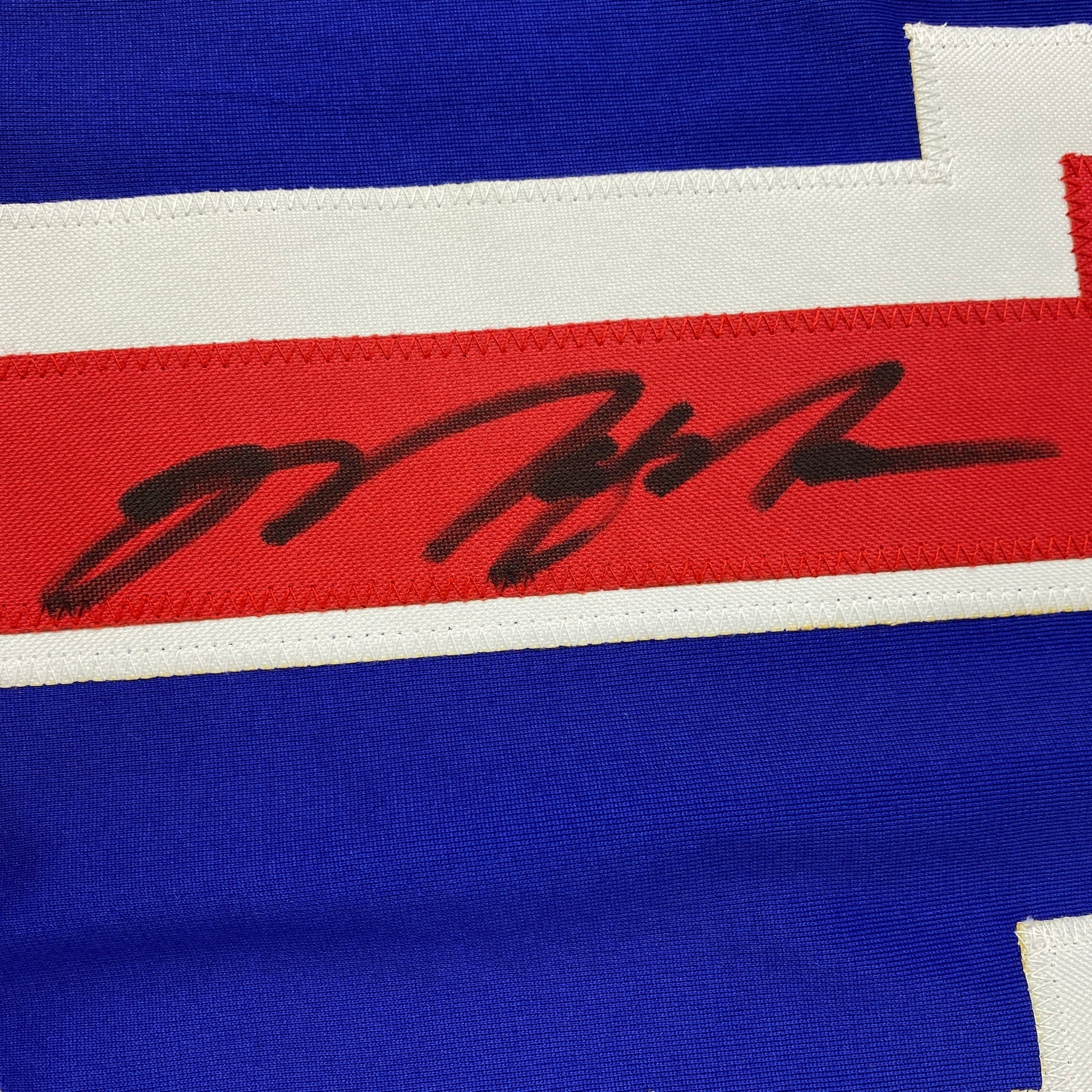 Autographed/Signed Mark Messier New York Blue Hockey Jersey JSA COA