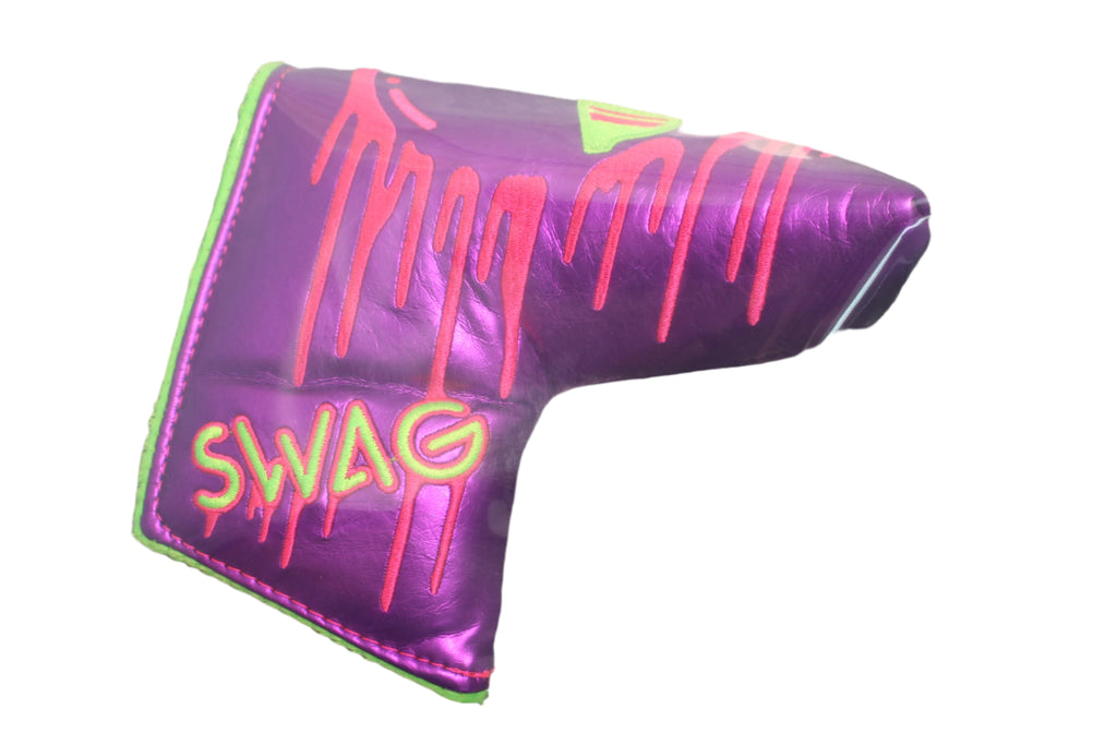 Swag Golf - Melting Skull Shiny Purple & Green Blade Putter Headcover *opened, no bag*