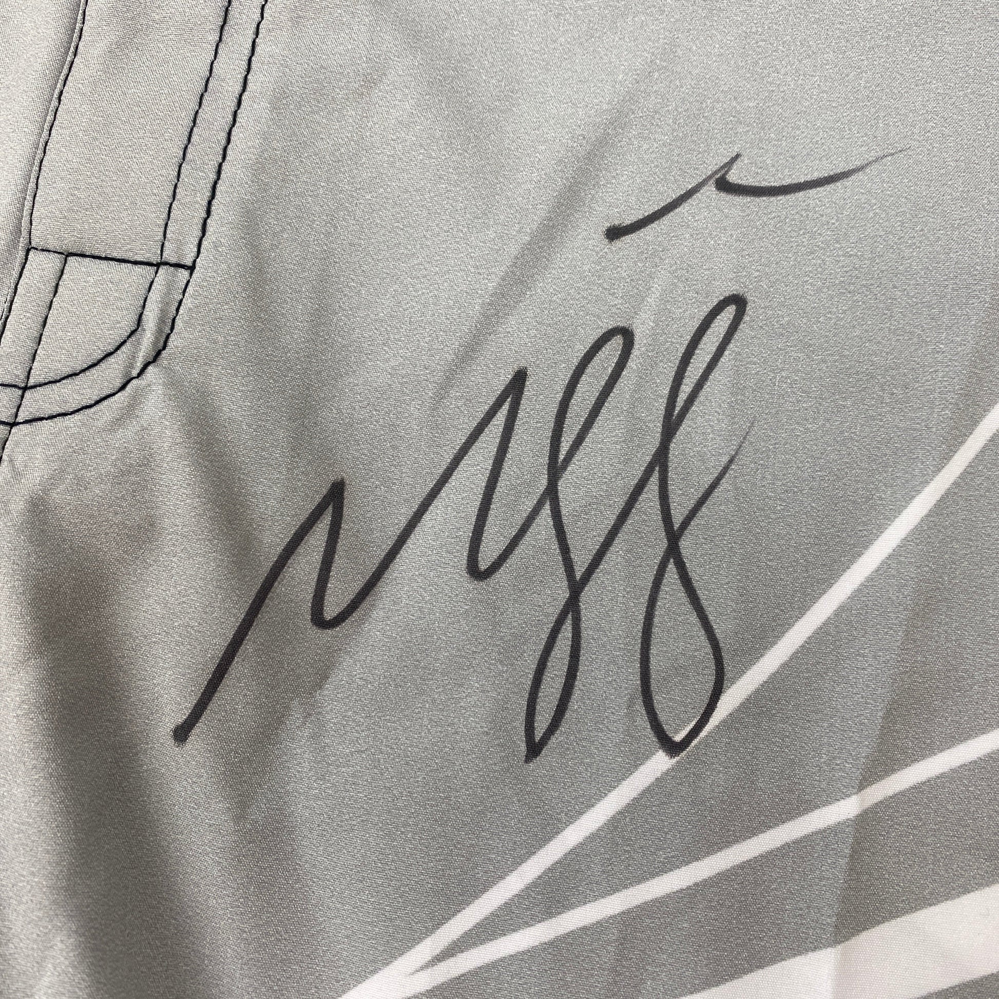 Autographed/Signed Khamzat Borz Chimaev UFC MMA Ultimate Fighting Grey Trunks PSA/DNA COA