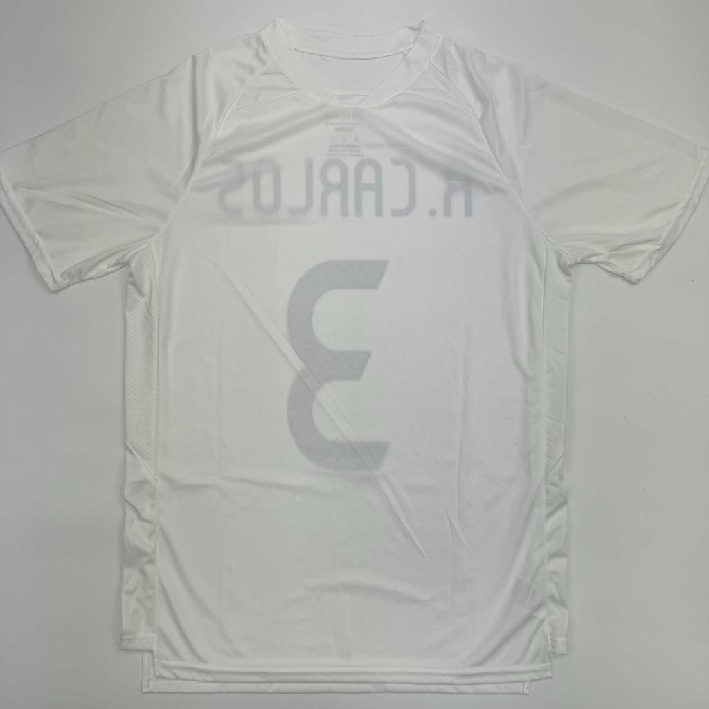 Autographed/Signed Roberto Carlos Real Madrid White Soccer Jersey Beckett BAS COA