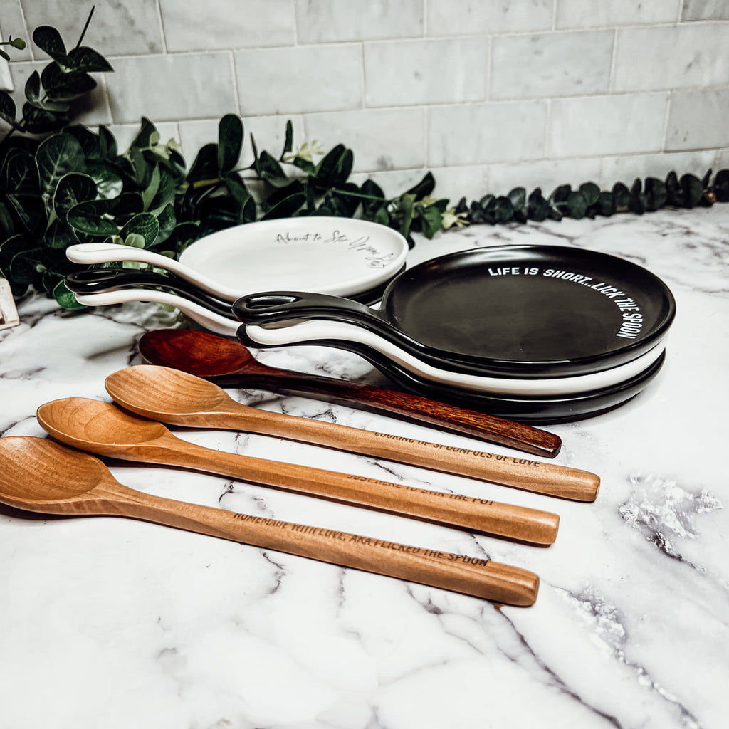 Spoon Rest And Wooden Spoon Set Custom Color Quote Choice Kitchen Gift